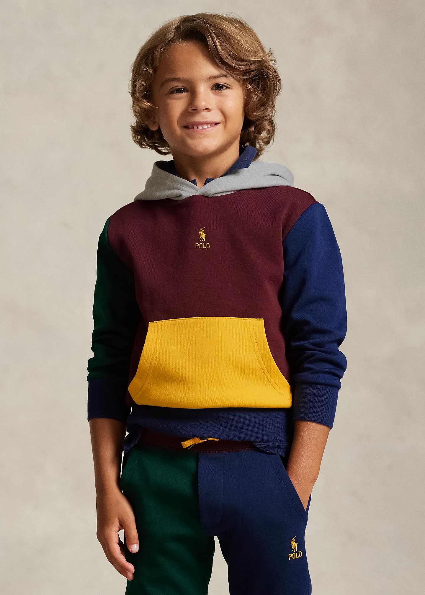 Color-Blocked Double-Knit Hoodie