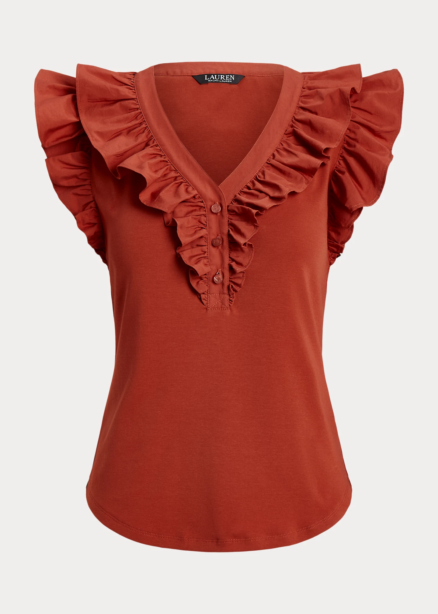 Ruffle-Trim Cotton Sleeveless Top