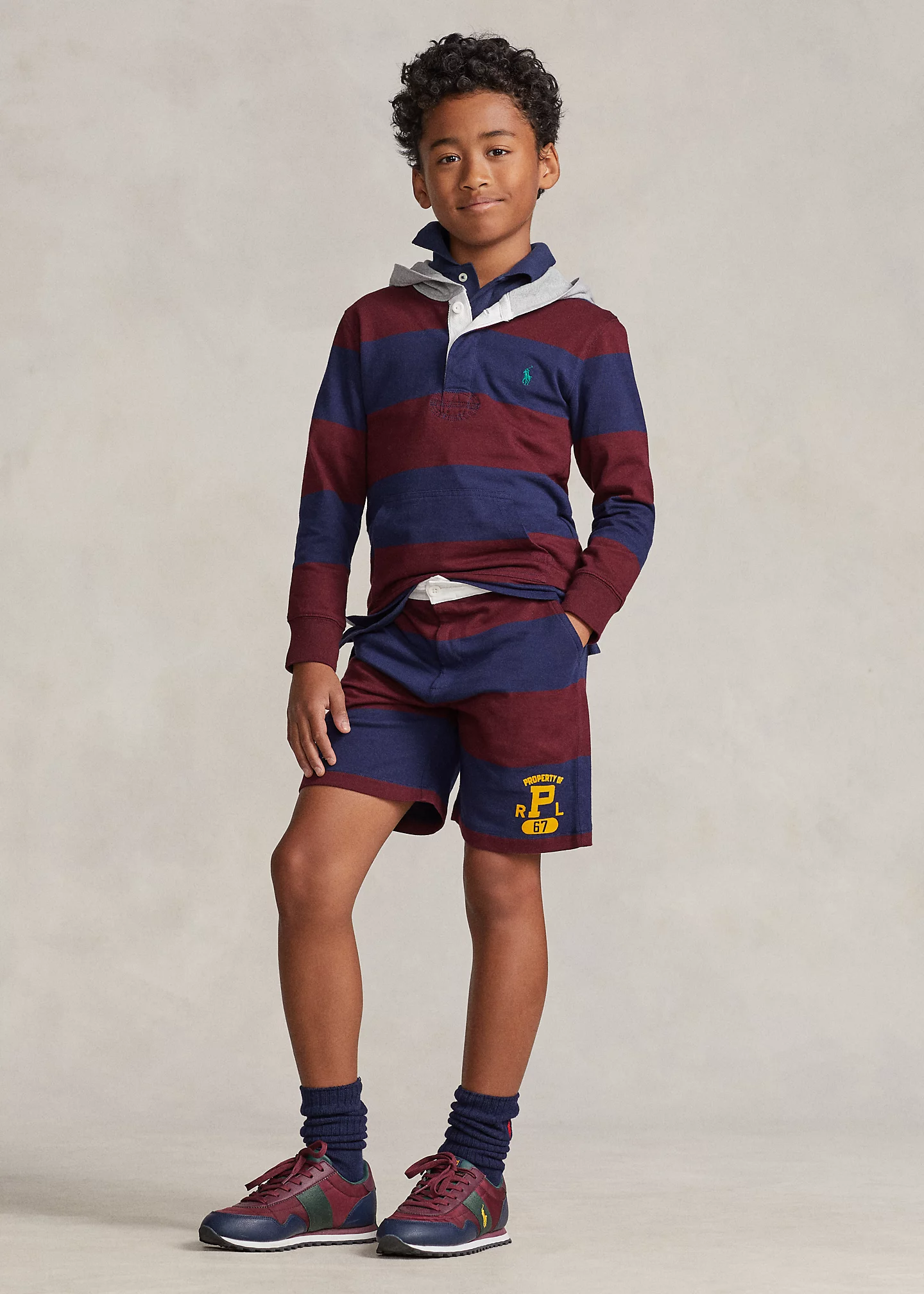 Logo Striped Jersey Short