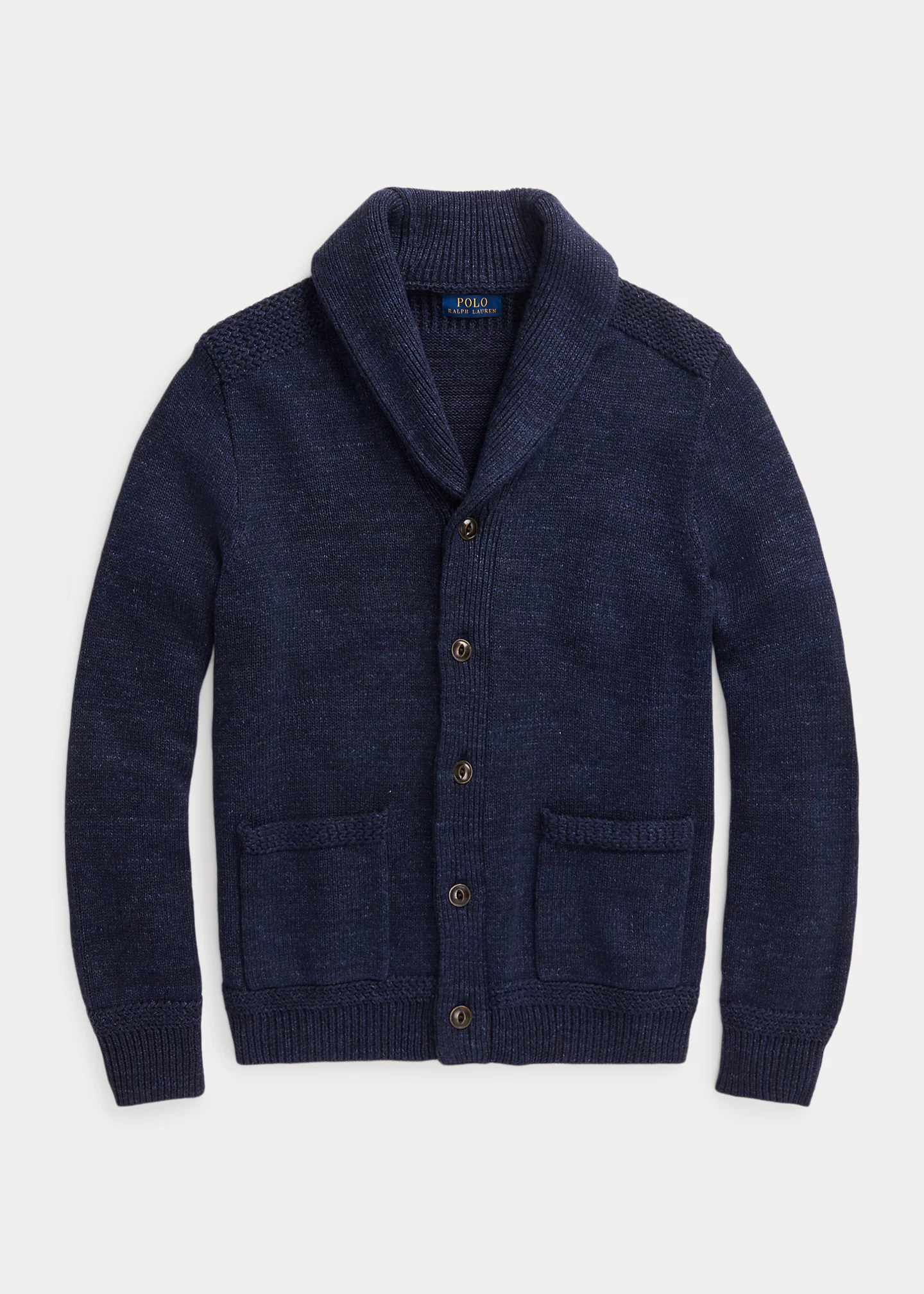 Marled Cotton Shawl-Collar Cardigan