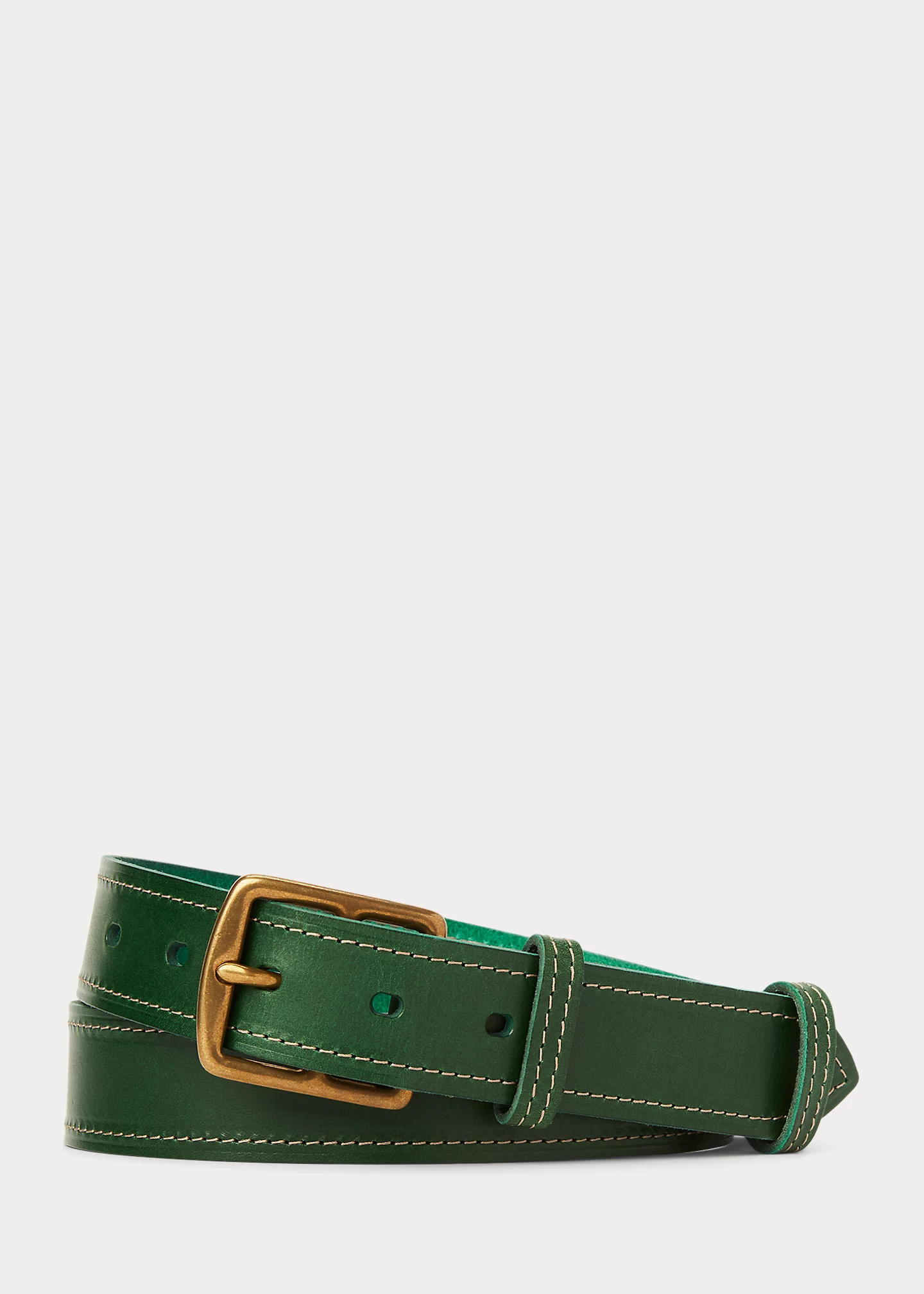 Topstitched Leather Belt