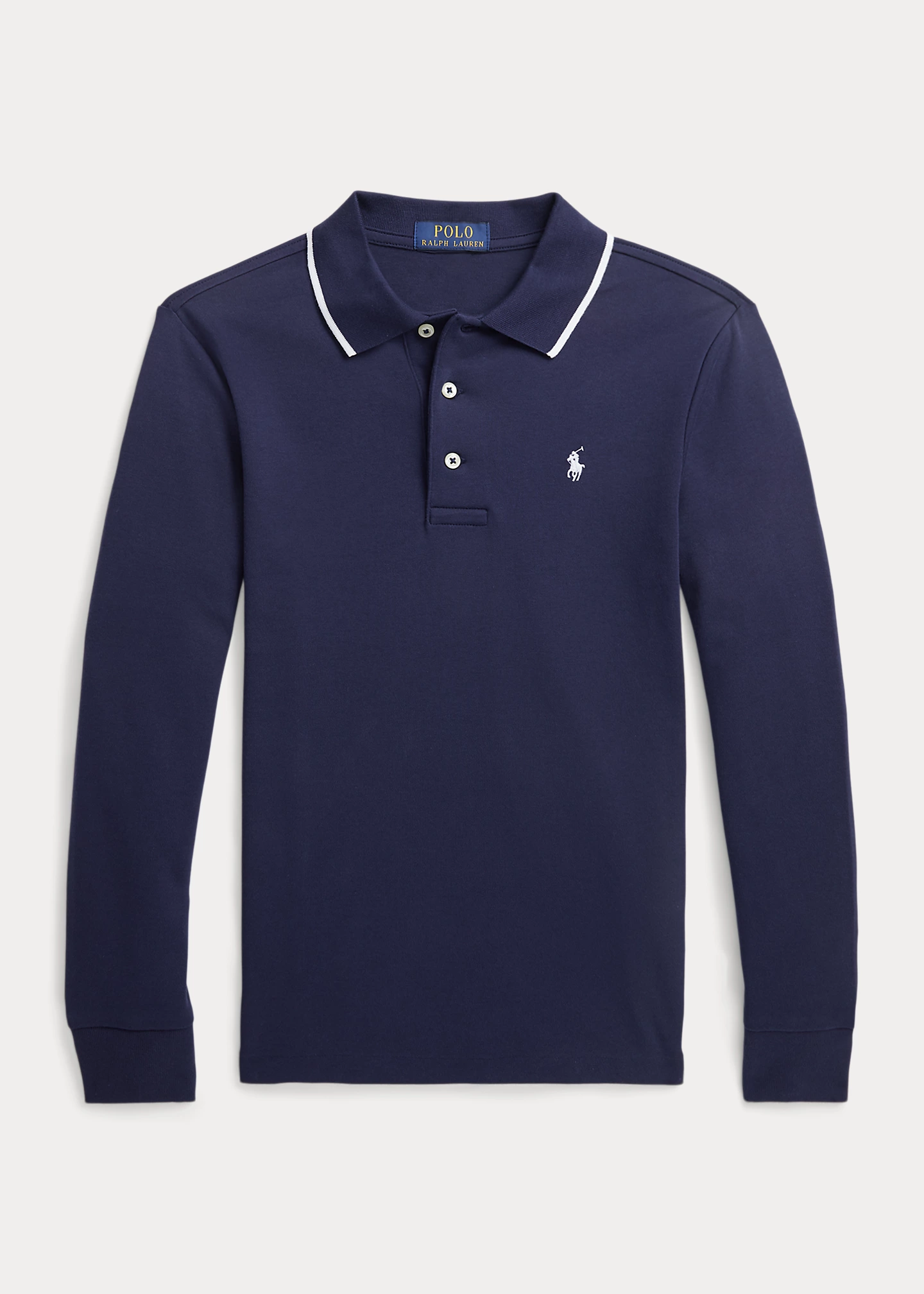 Soft Cotton Long-Sleeve Polo Shirt