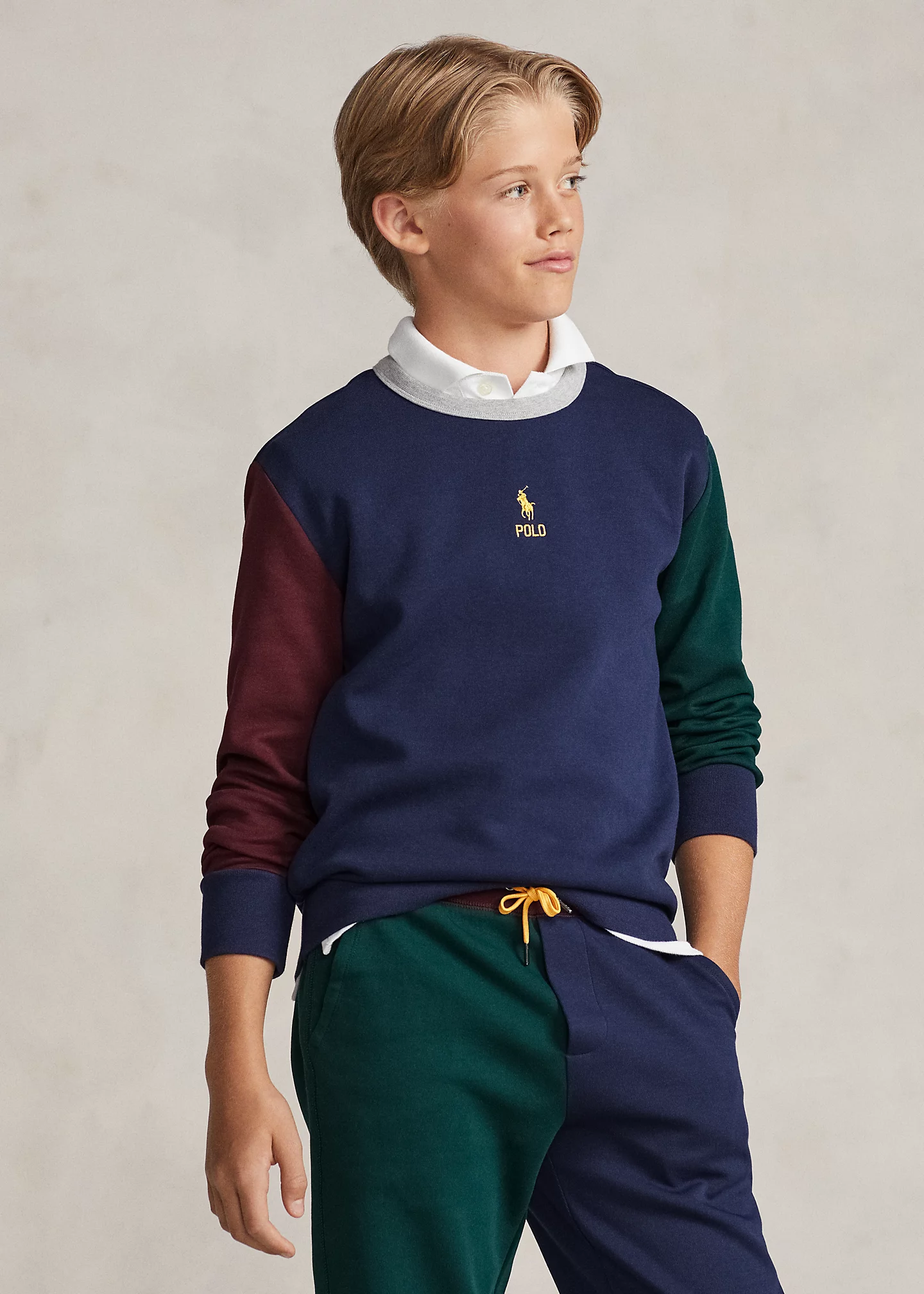 Color-Blocked Double-Knit Sweatshirt