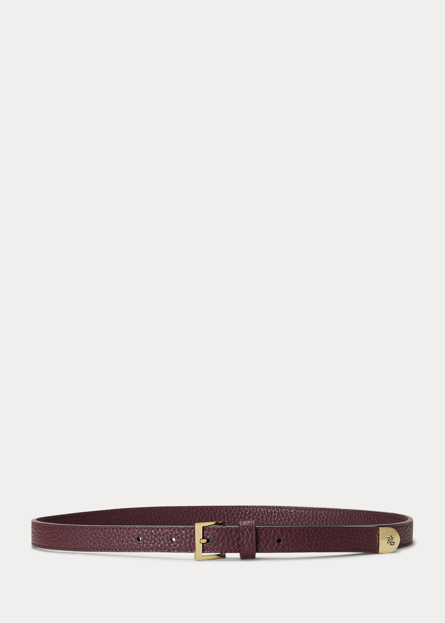 Pebbled Leather Skinny Belt