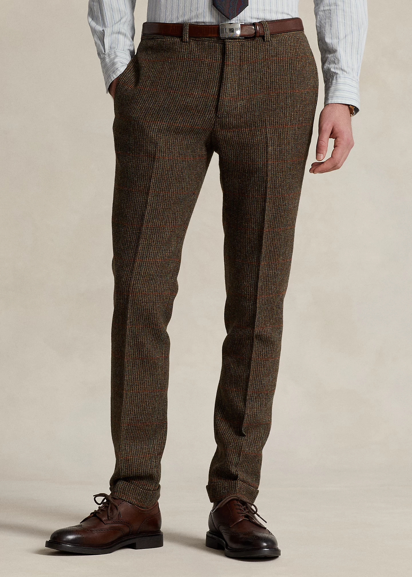 Plaid Shetland Wool Tweed Suit Trouser
