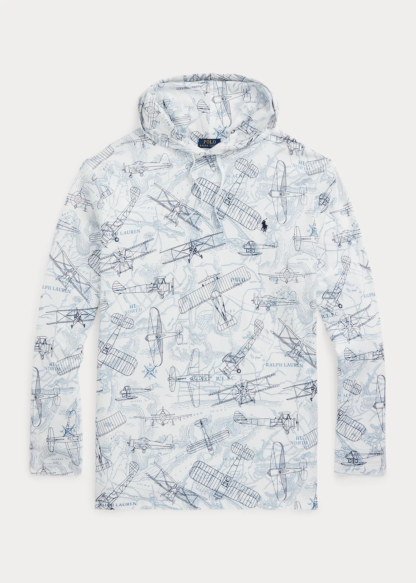 Aviation-Print Jersey Hooded T-Shirt