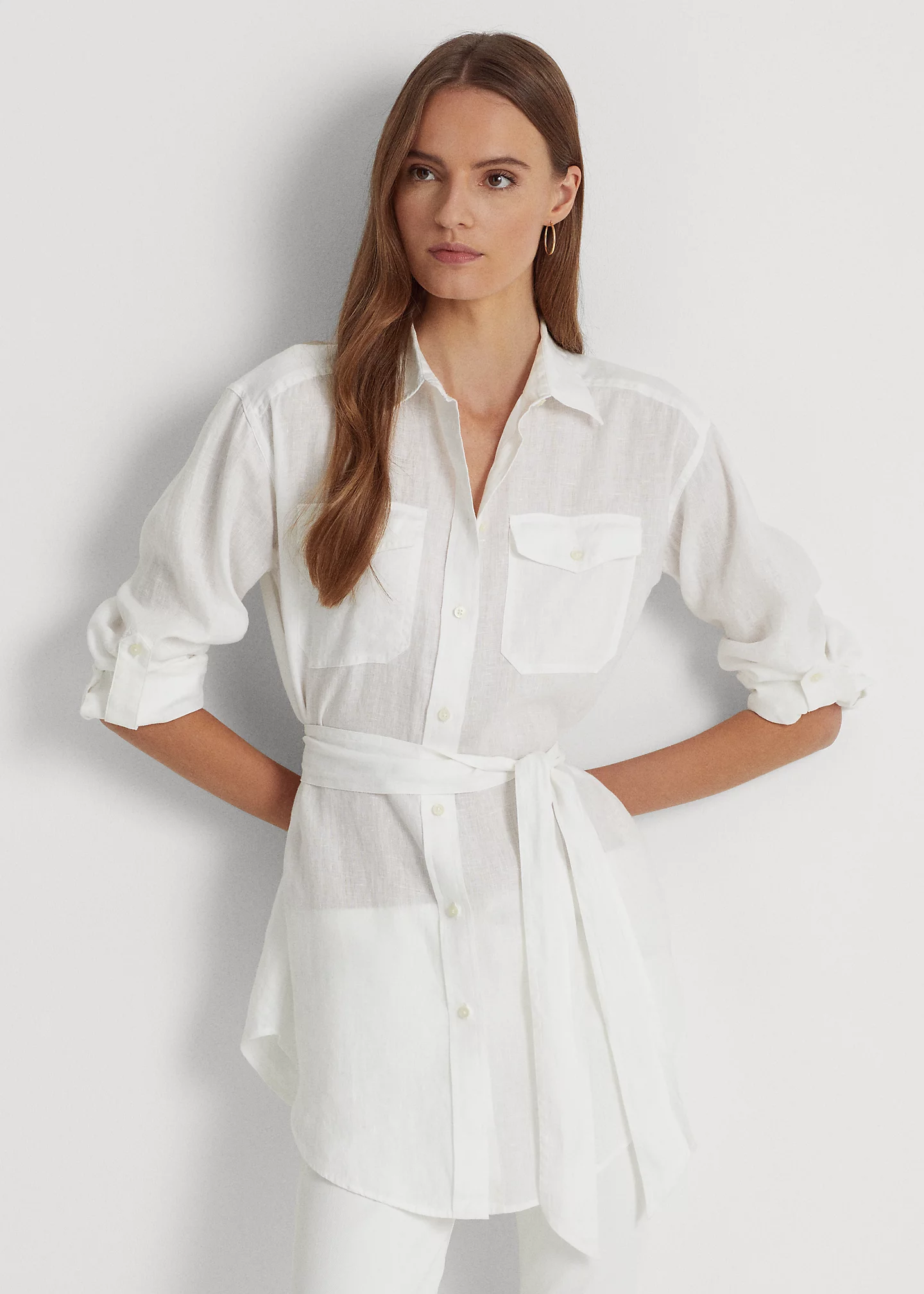 Relaxed Fit Belted Linen Shirt