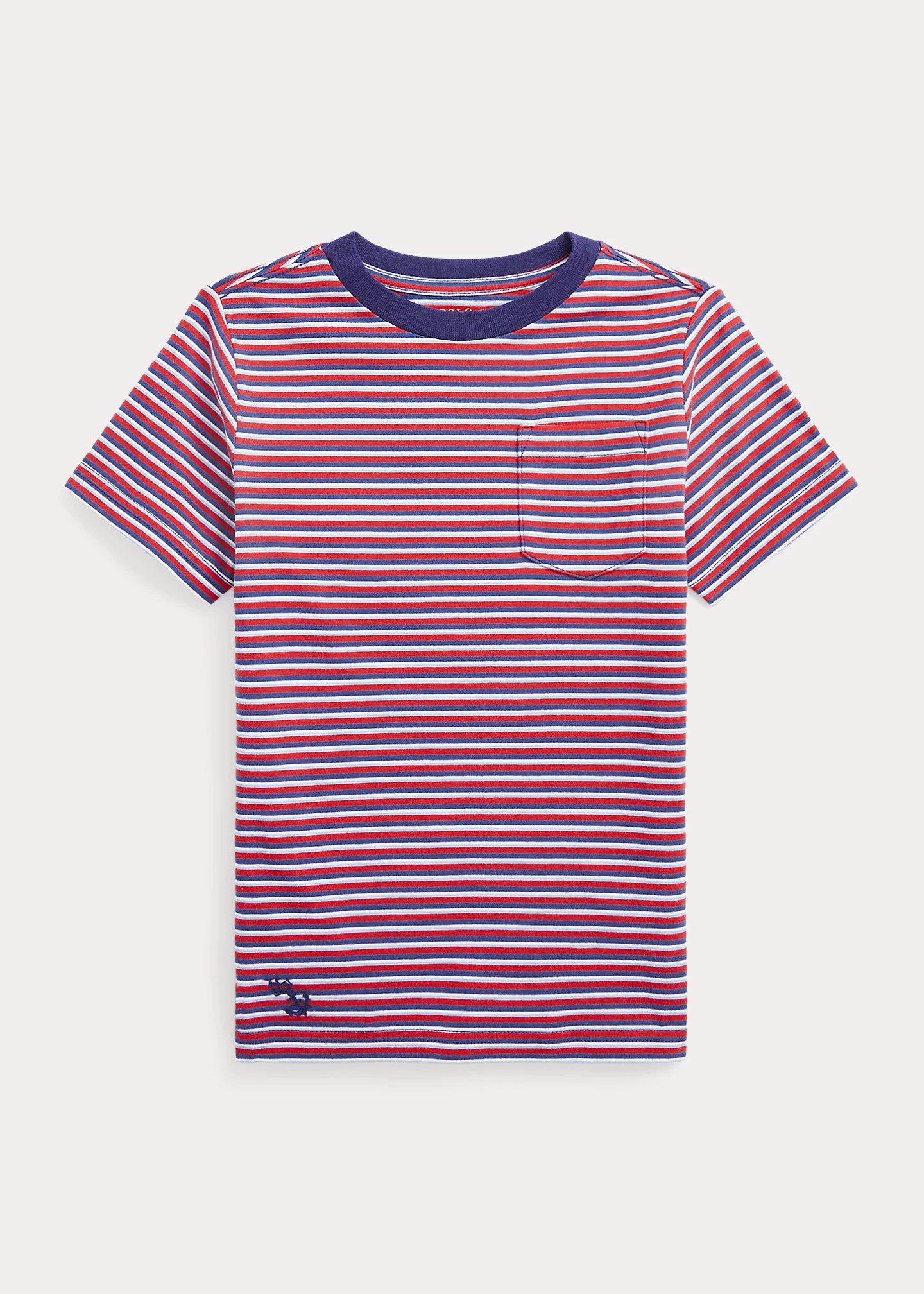 Striped Cotton Jersey Pocket Tee