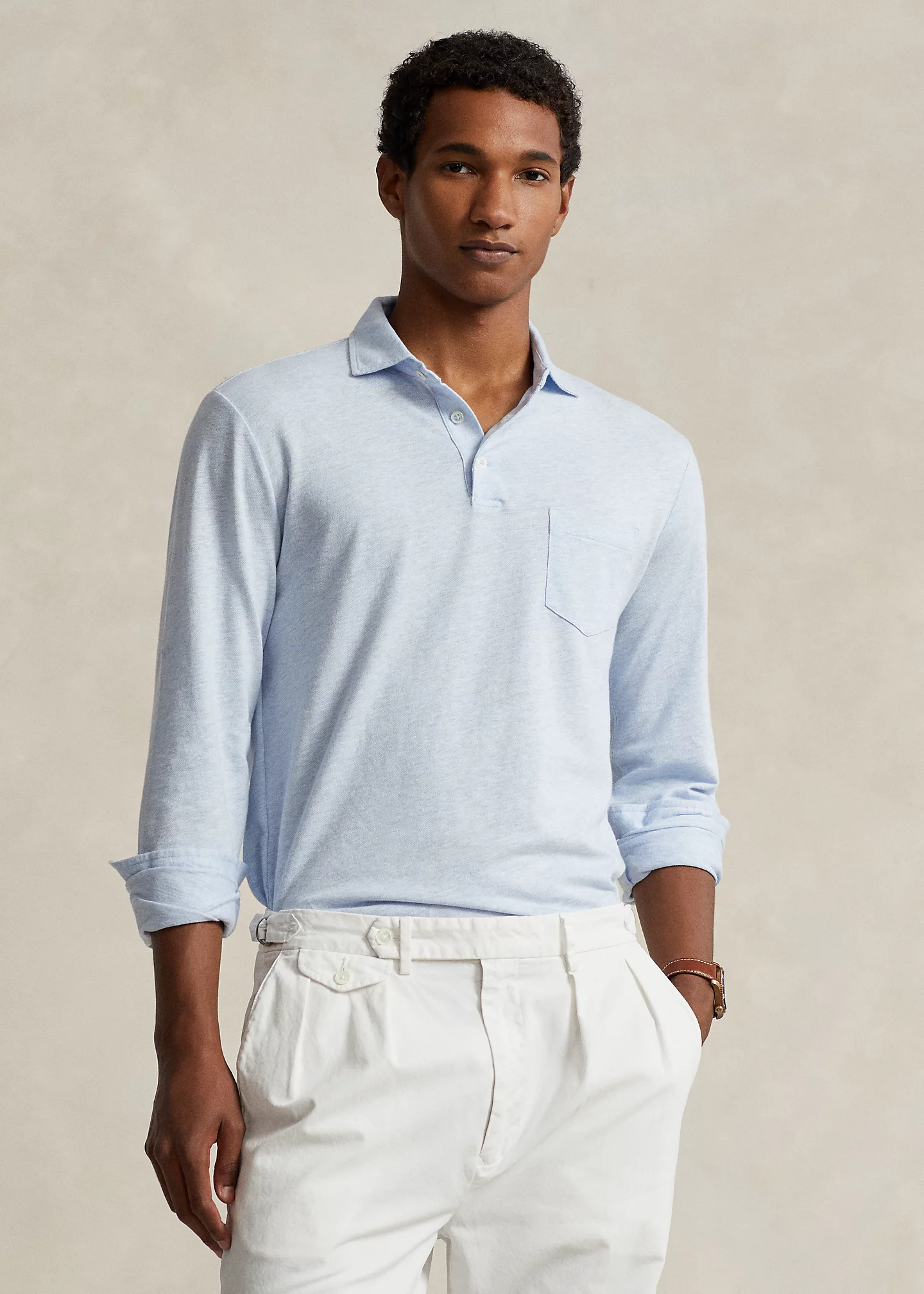 Custom Slim Cotton-Linen Oxford Polo