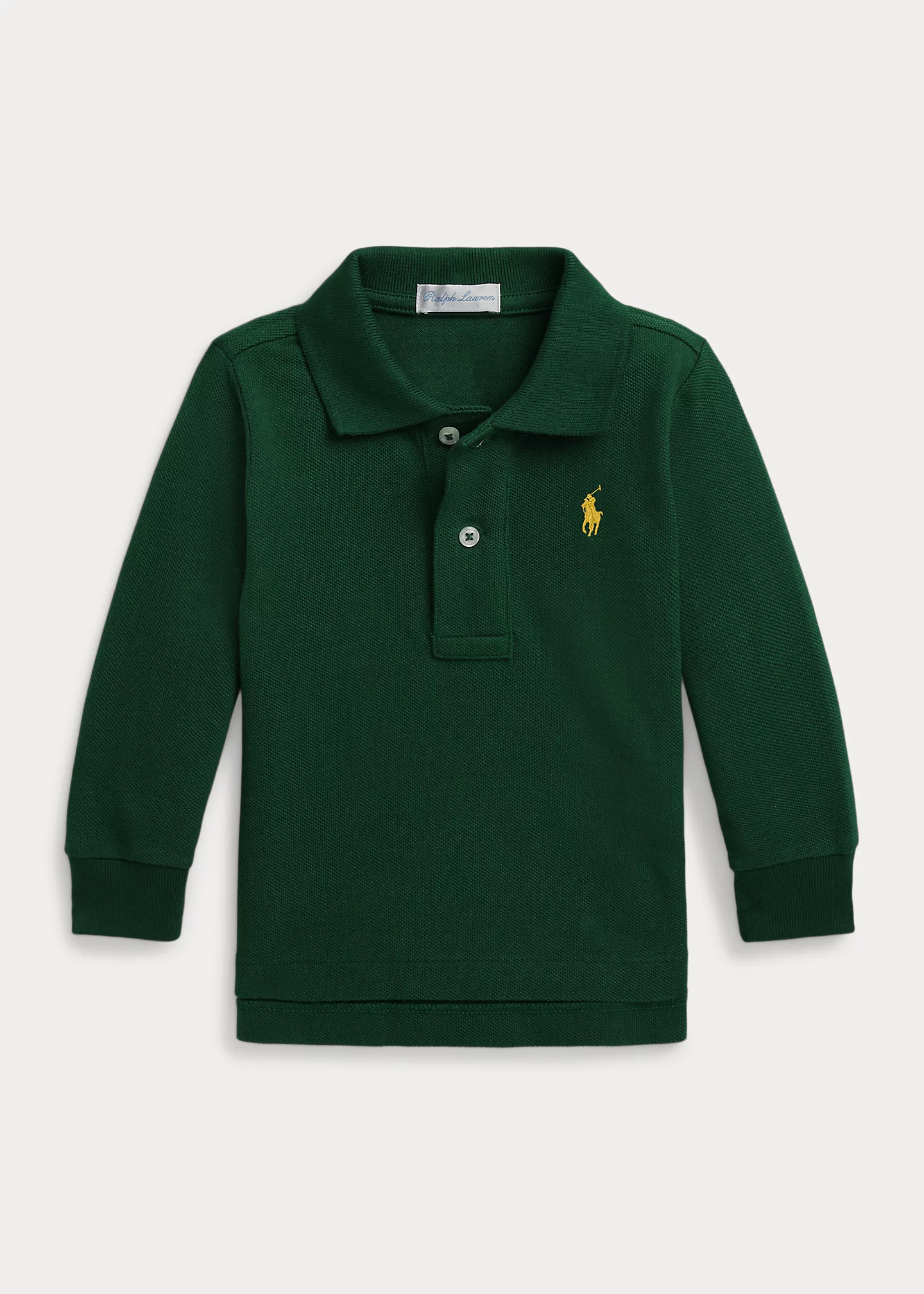Cotton Mesh Long-Sleeve Polo Shirt