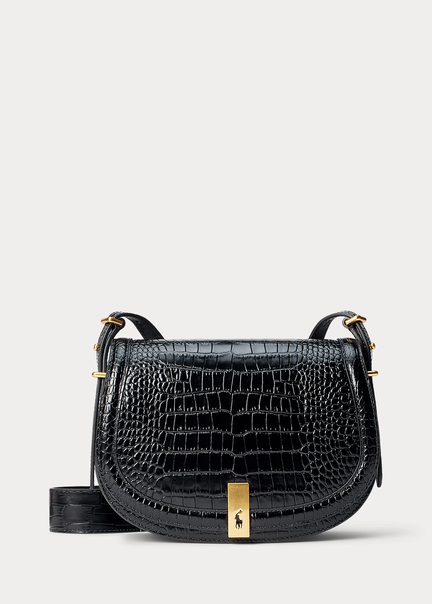Polo ID Croc-Embossed Saddle Bag