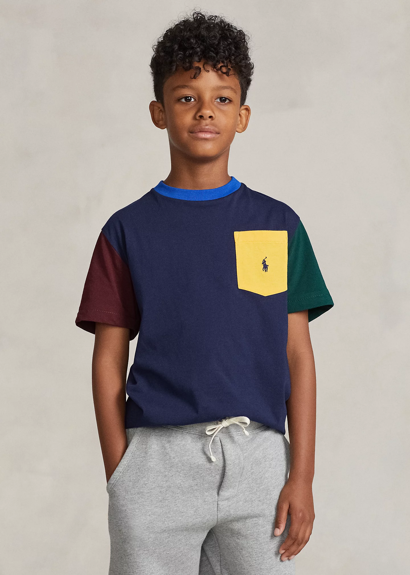 Color-Blocked Cotton Pocket Tee