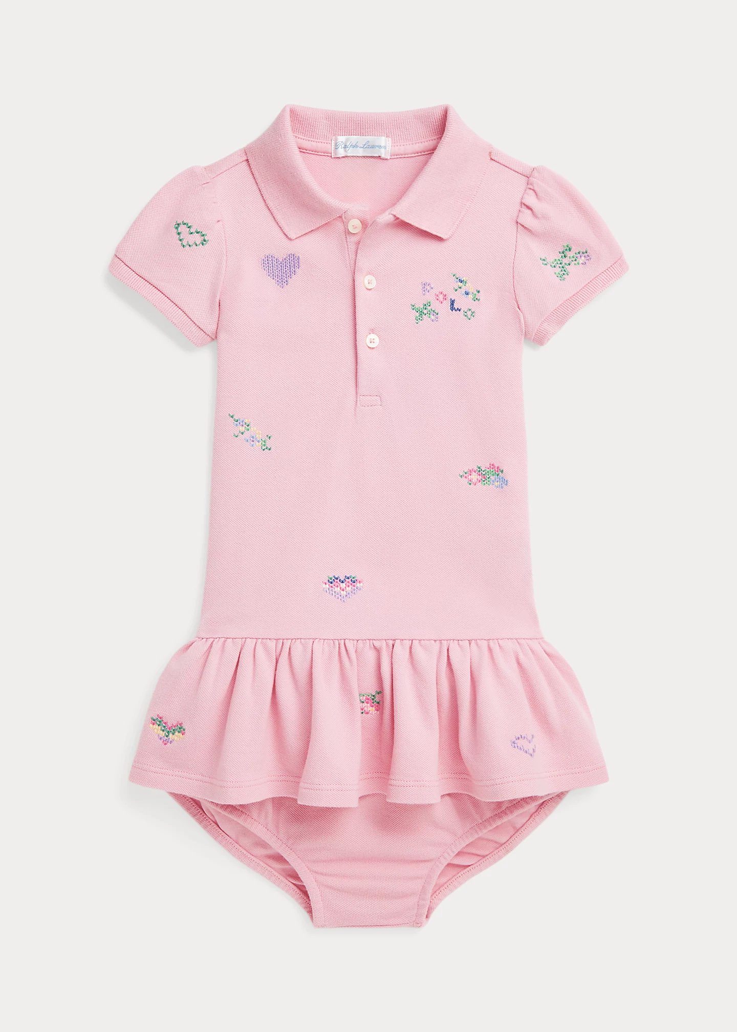 Embroidered Mesh Polo Dress & Bloomer