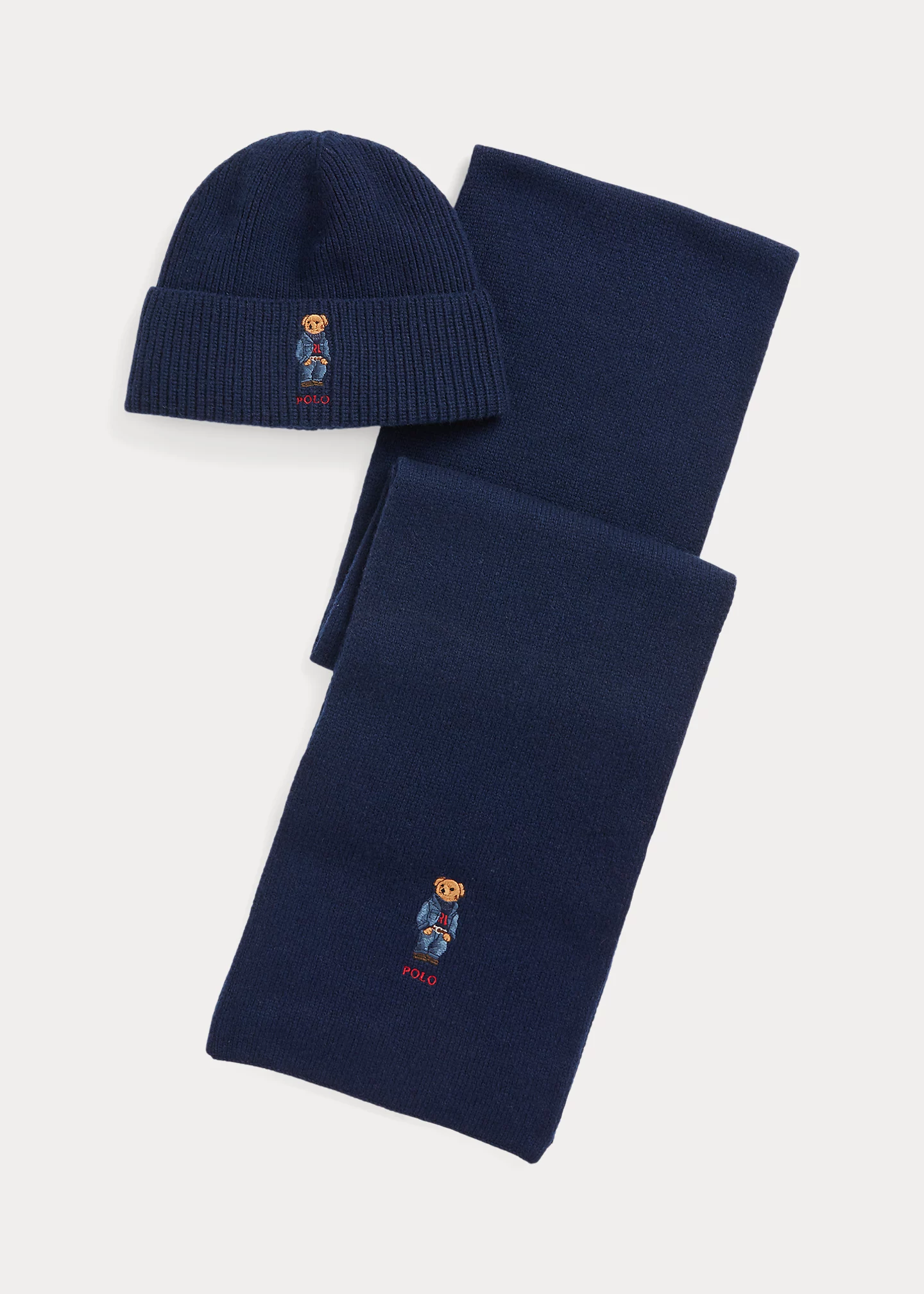 Polo Bear Wool-Blend Beanie & Scarf Set