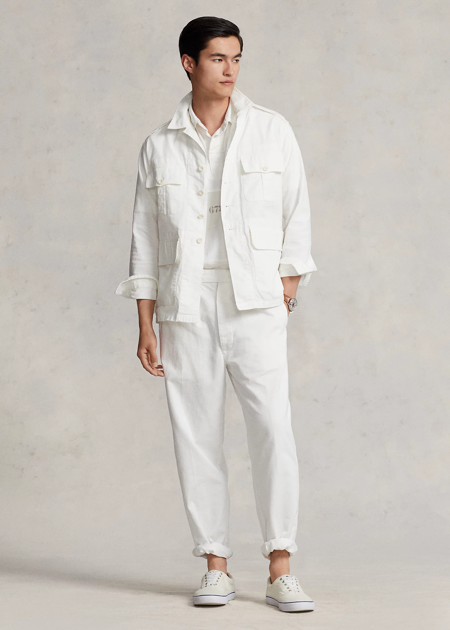 Relaxed Fit Pleated Twill Pant