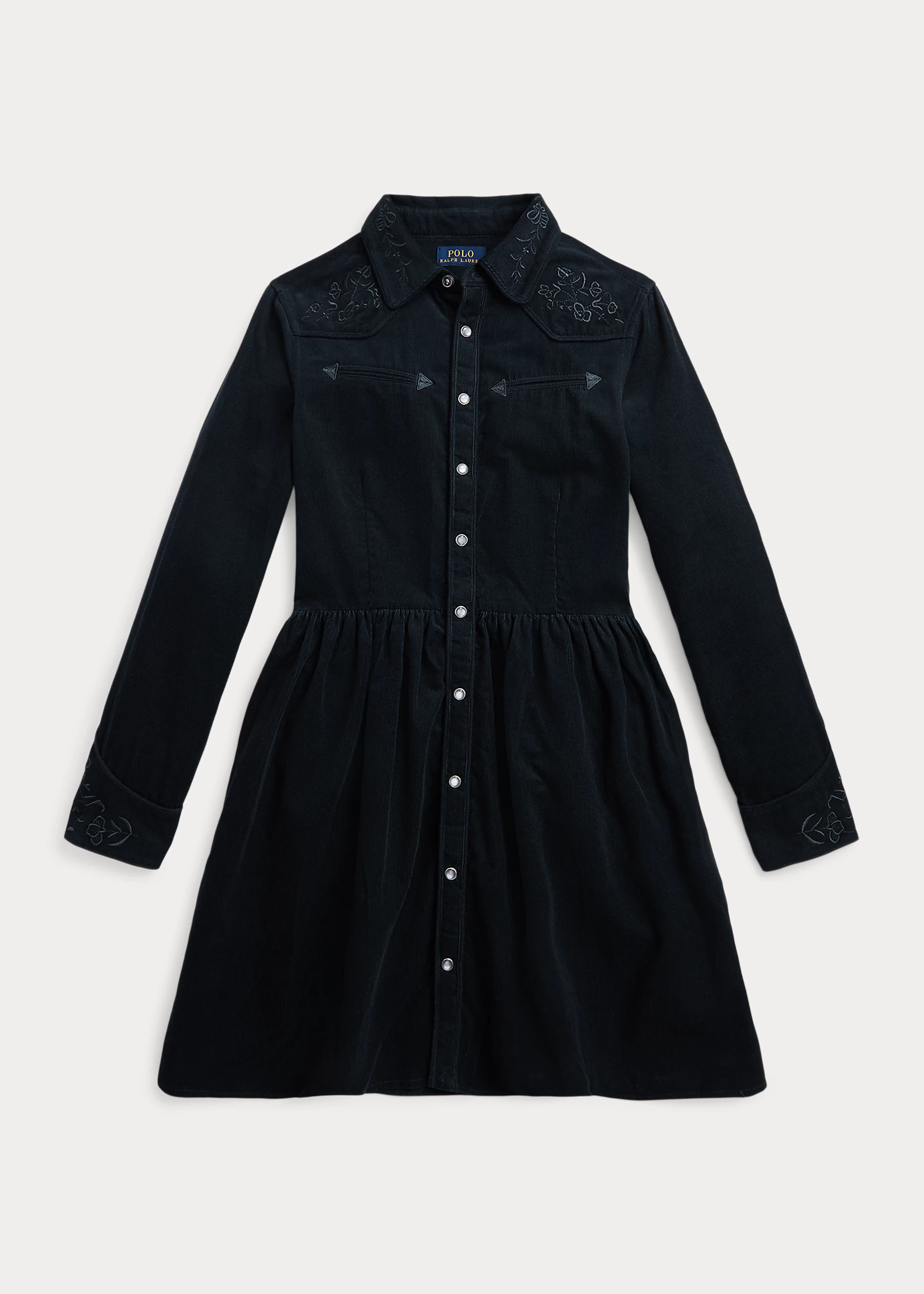 Embroidered Corduroy Western Shirtdress