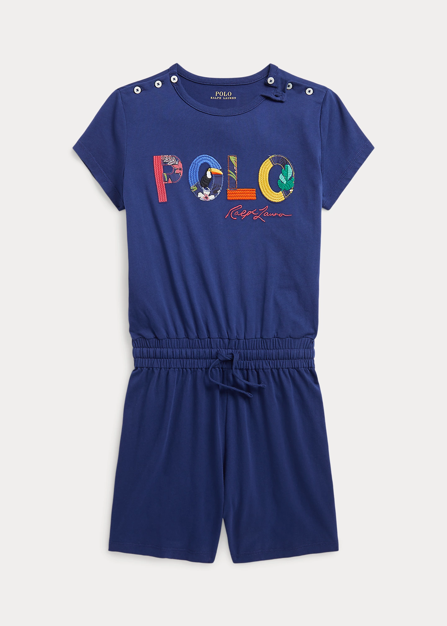 Tropical-Logo Cotton Jersey Romper