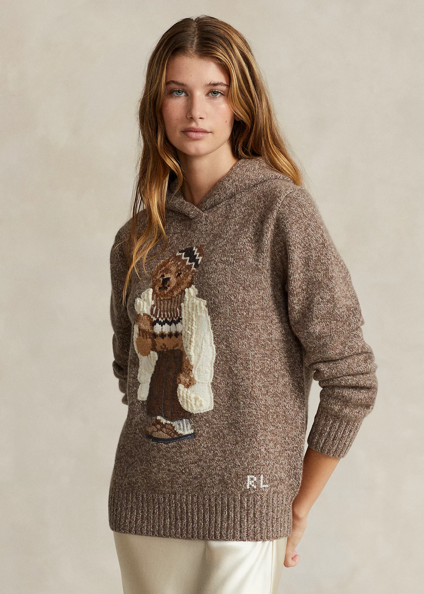 Polo Bear Wool-Blend Knit Hoodie