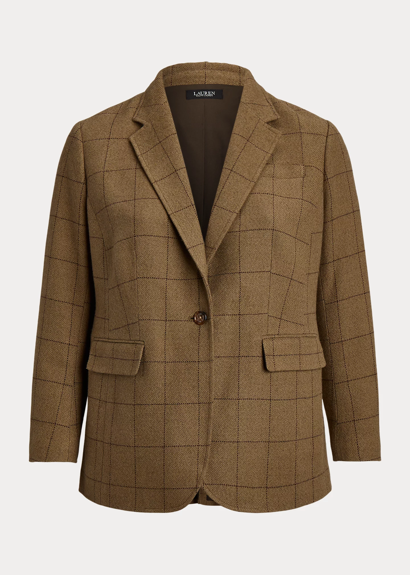 Windowpane Linen-Blend Twill Blazer