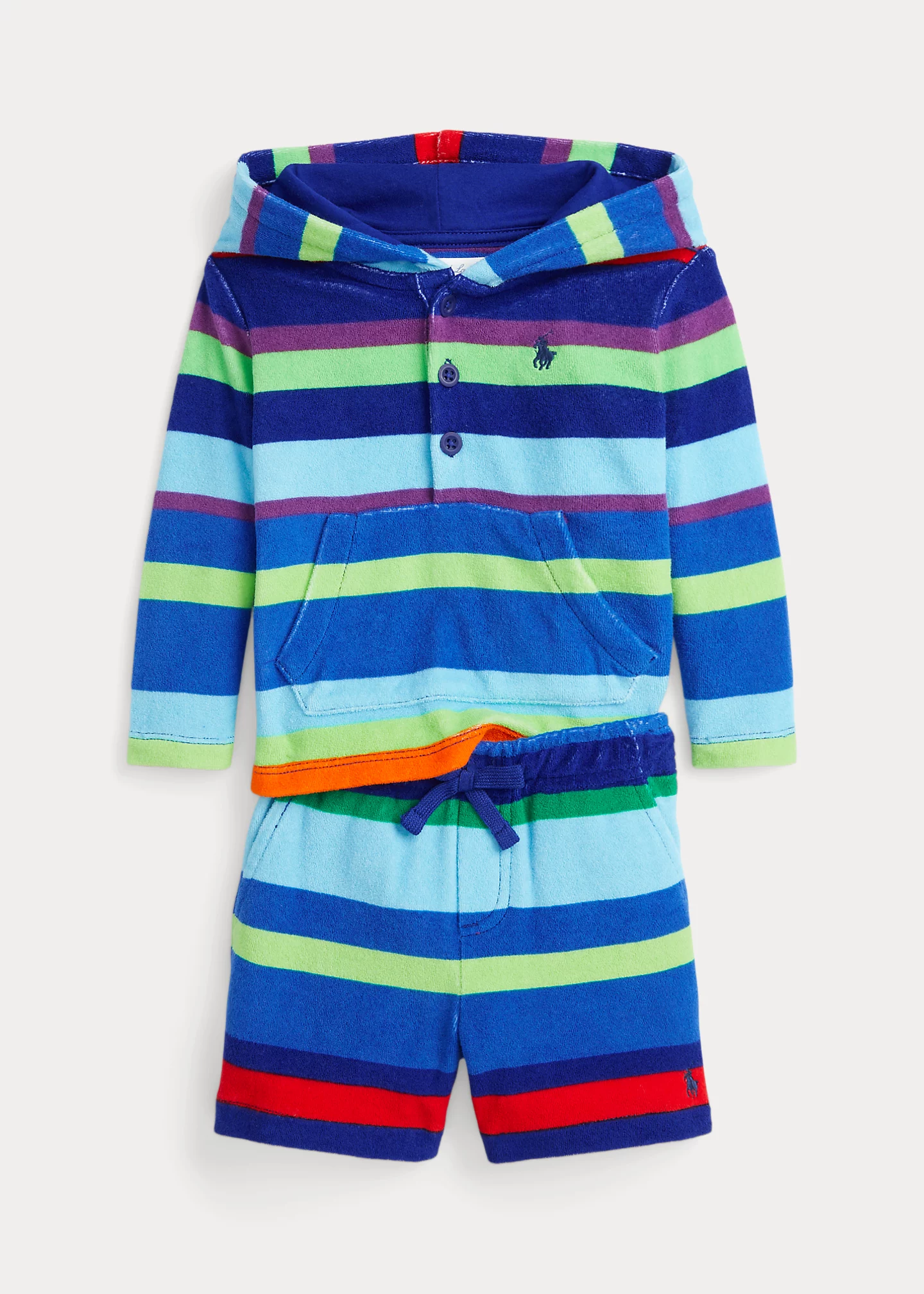 Striped Terry Hoodie & Short Set