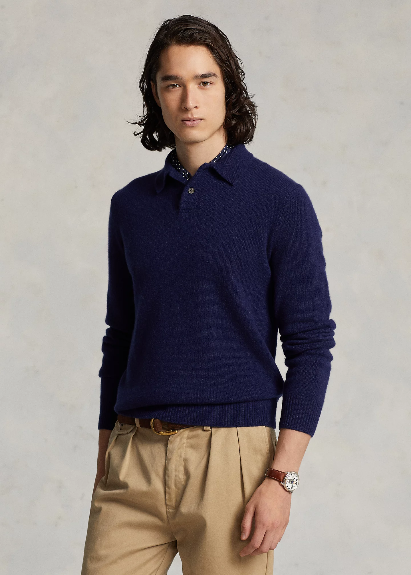 Cashmere Polo-Collar Sweater