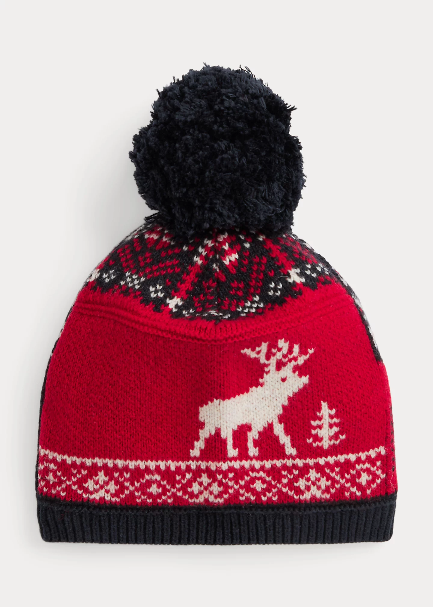 Patchwork Wool-Blend Pom-Pom Hat