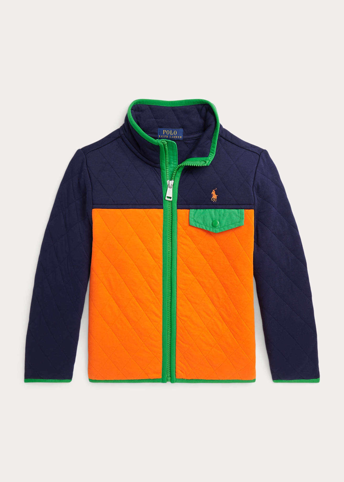 Color-Blocked Quilted Double-Knit Jacket