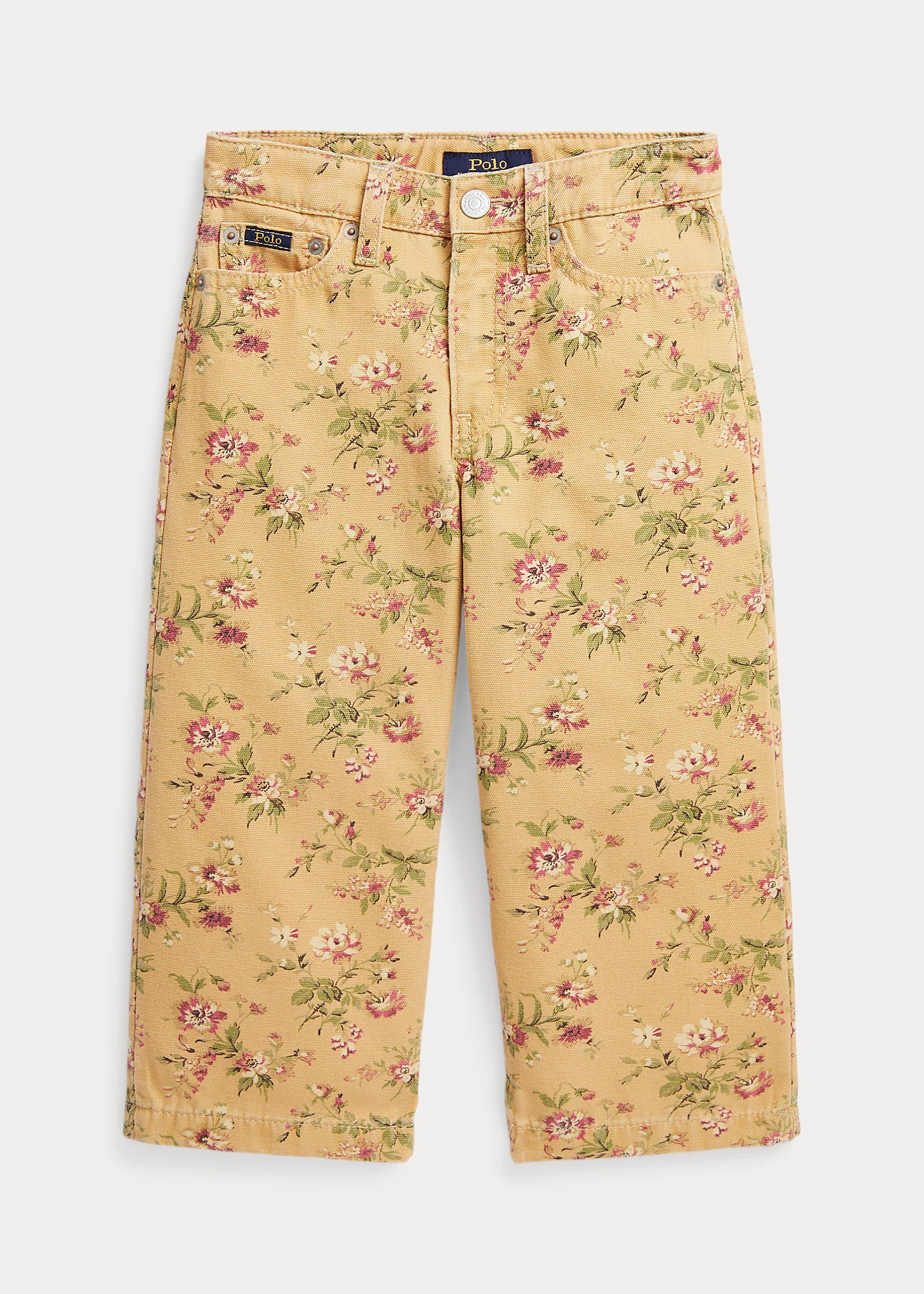 Floral Canvas Cropped Wide-Leg Pant