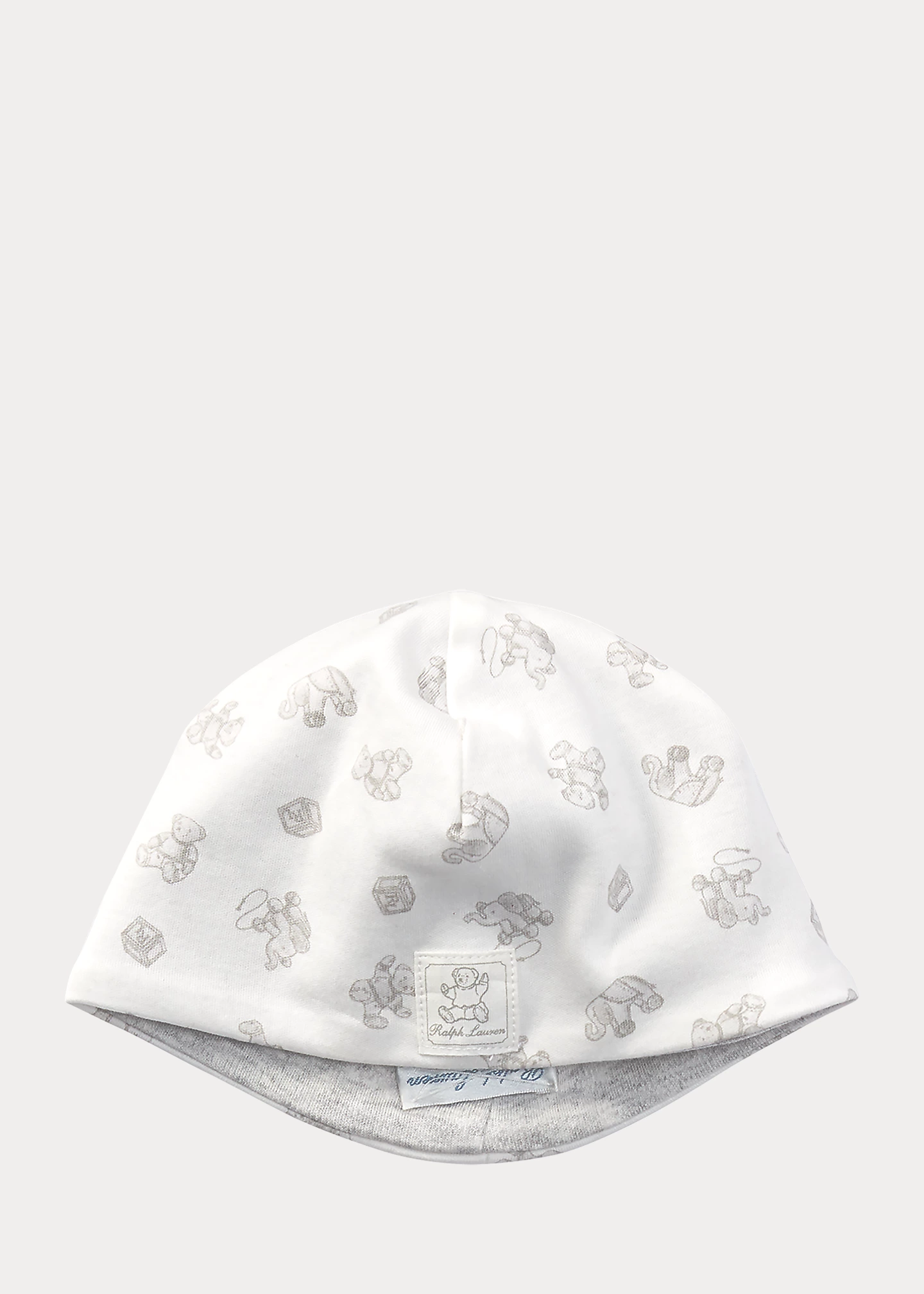 Reversible Bear-Print Cotton Beanie