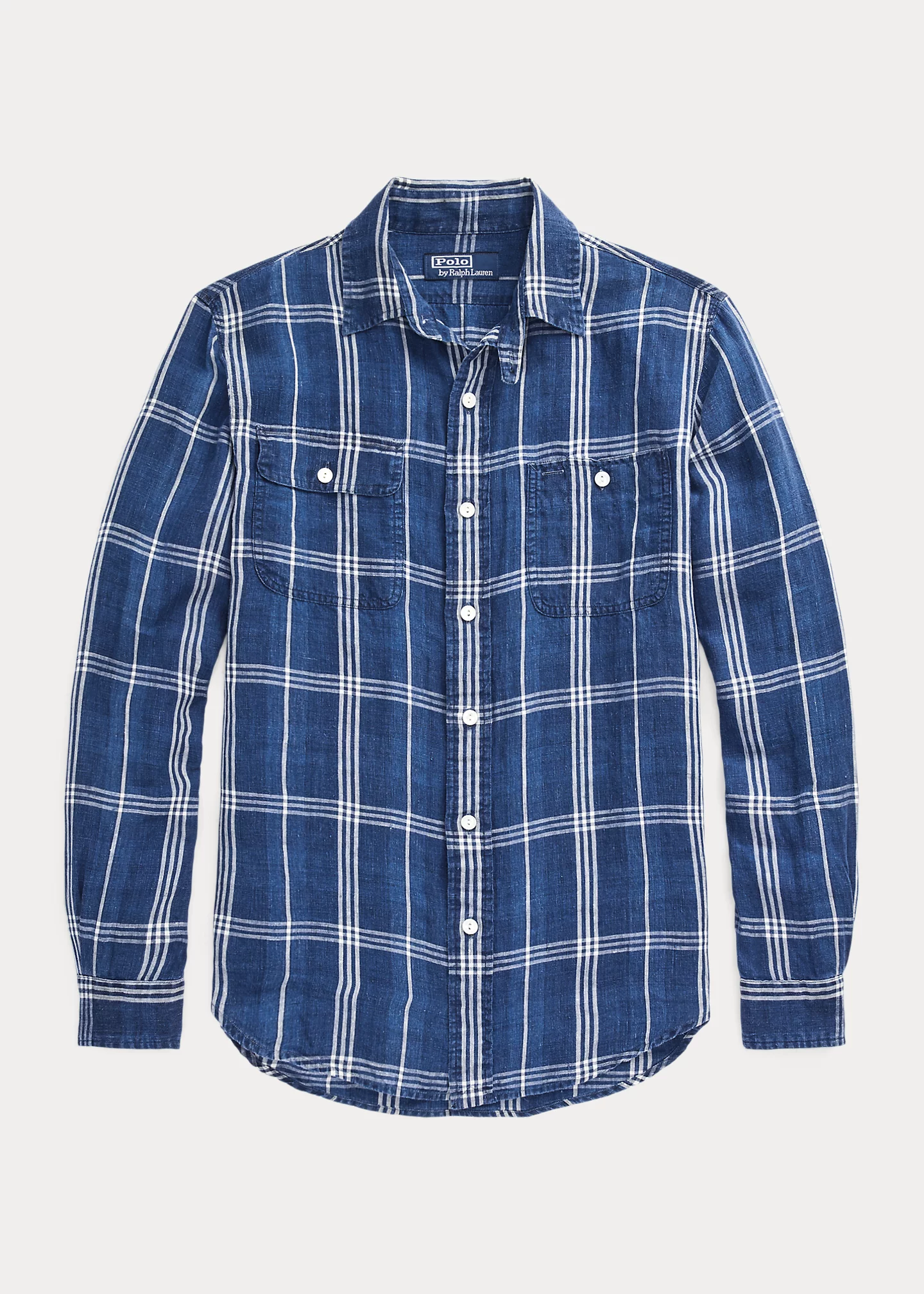 Classic Fit Indigo Plaid Linen Workshirt
