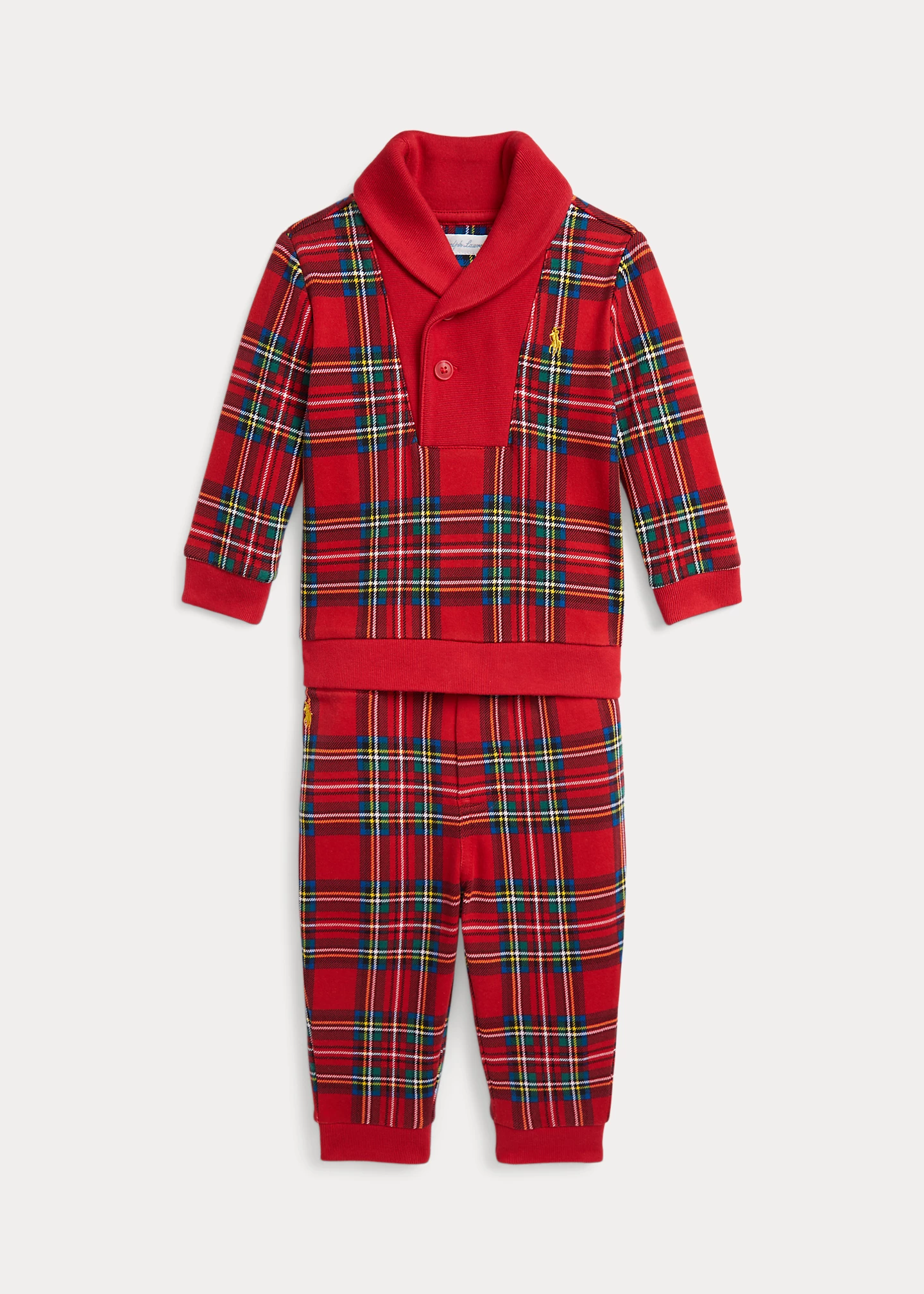 Checked Interlock Pullover & Pant Set
