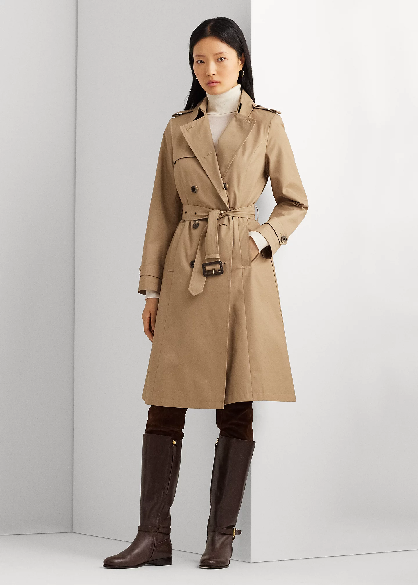 Double-Breasted Cotton-Blend Trench Coat