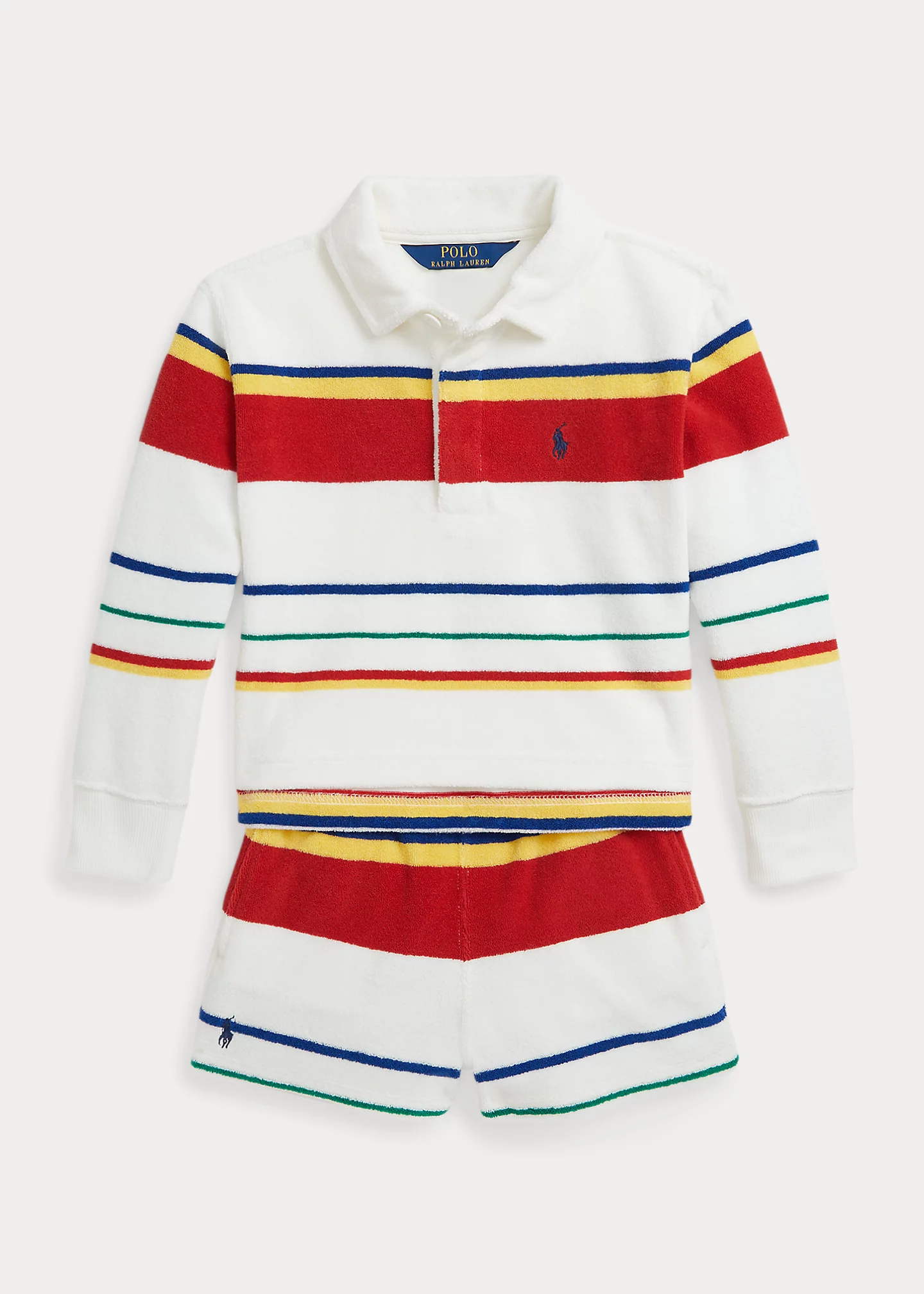 Striped Terry Rugby Shirt & Short Set