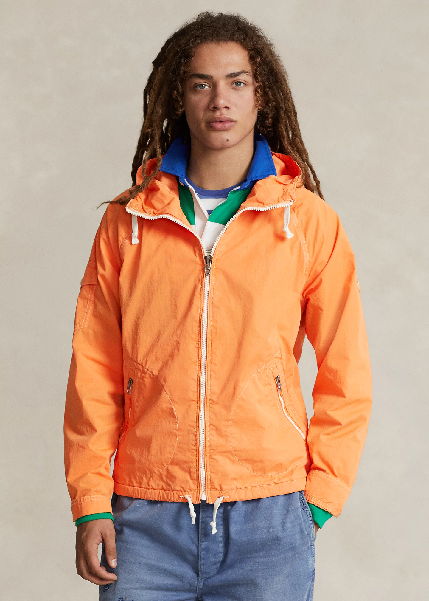 Garment-Dyed Twill Hooded Jacket