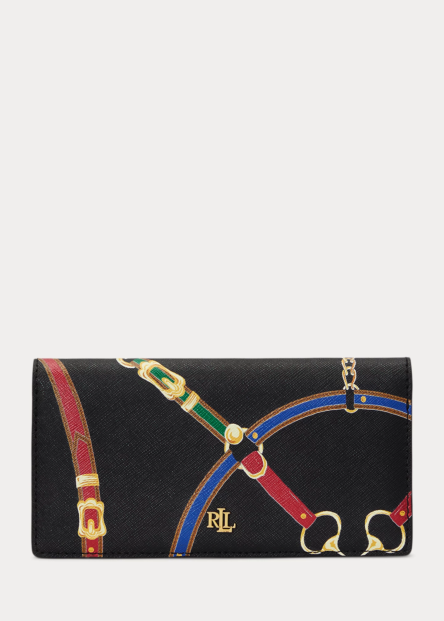 Print Crosshatch Leather Slim Wallet