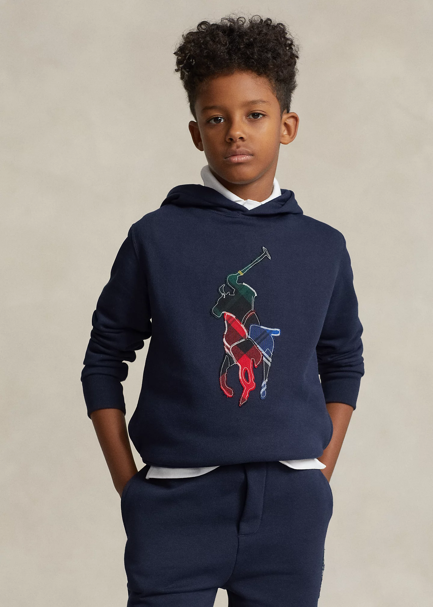 Plaid Big Pony Fleece Hoodie