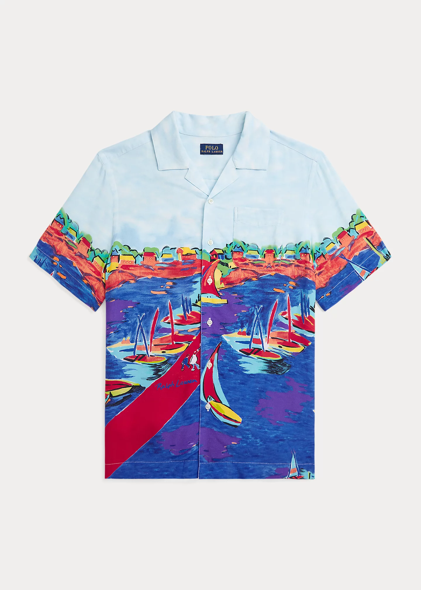 Sailboat-Print Camp Shirt
