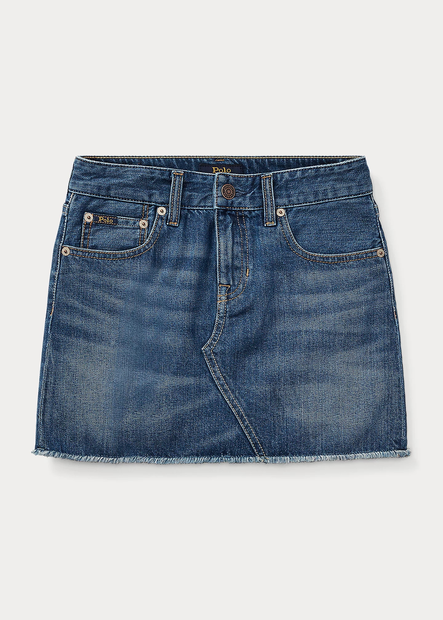 Frayed Cotton Denim Skirt