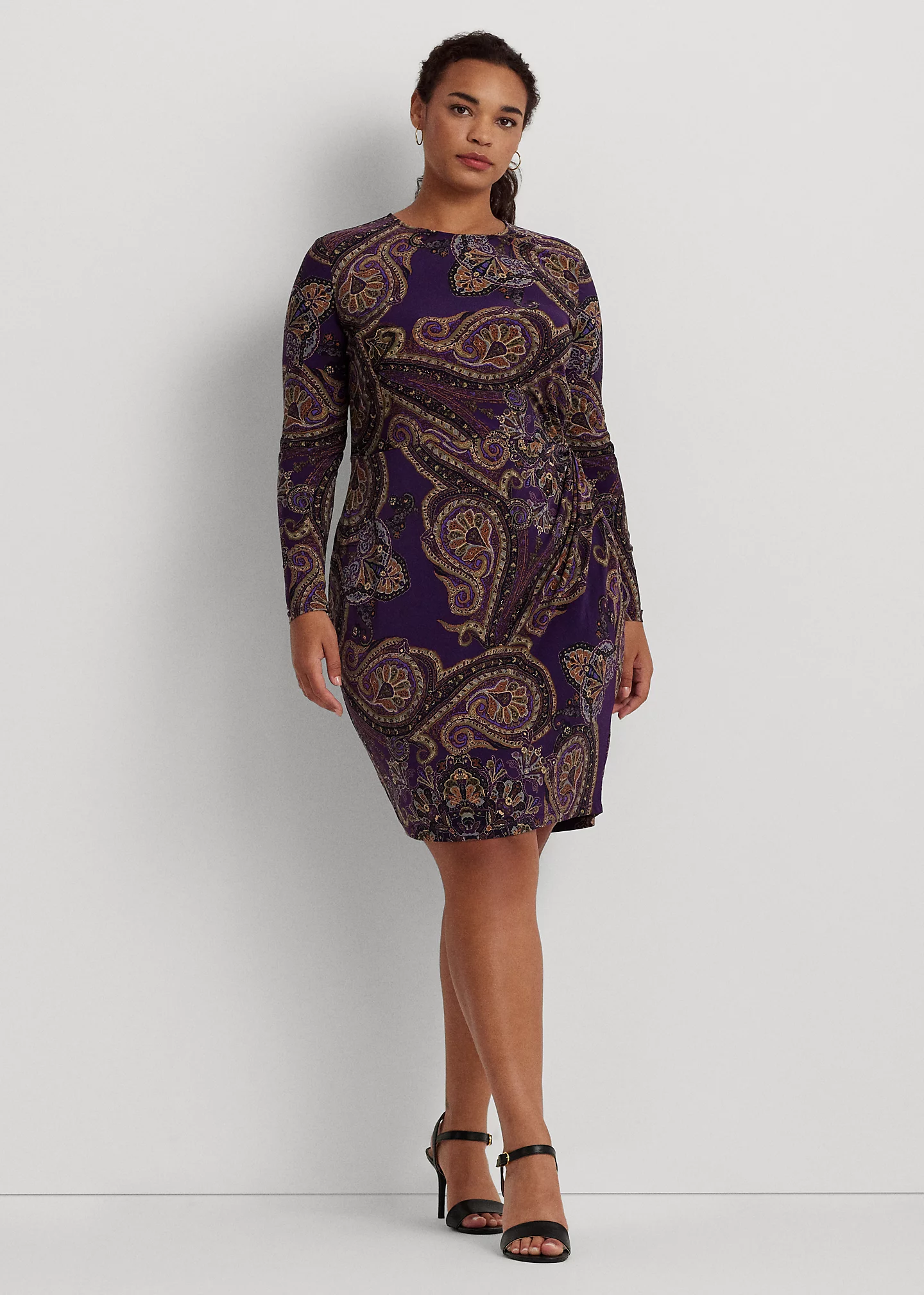 Paisley Twist-Front Stretch Jersey Dress