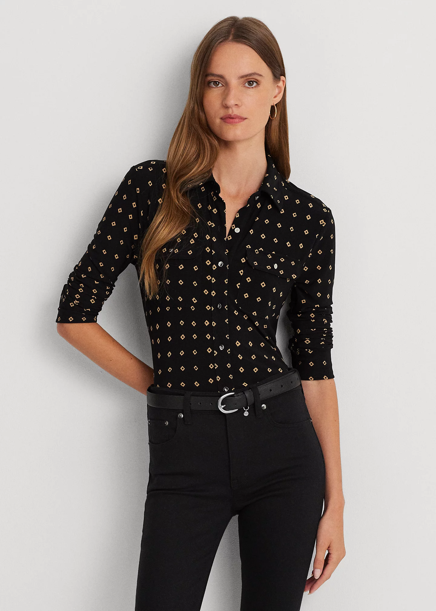 Geo-Print Stretch Jersey Shirt