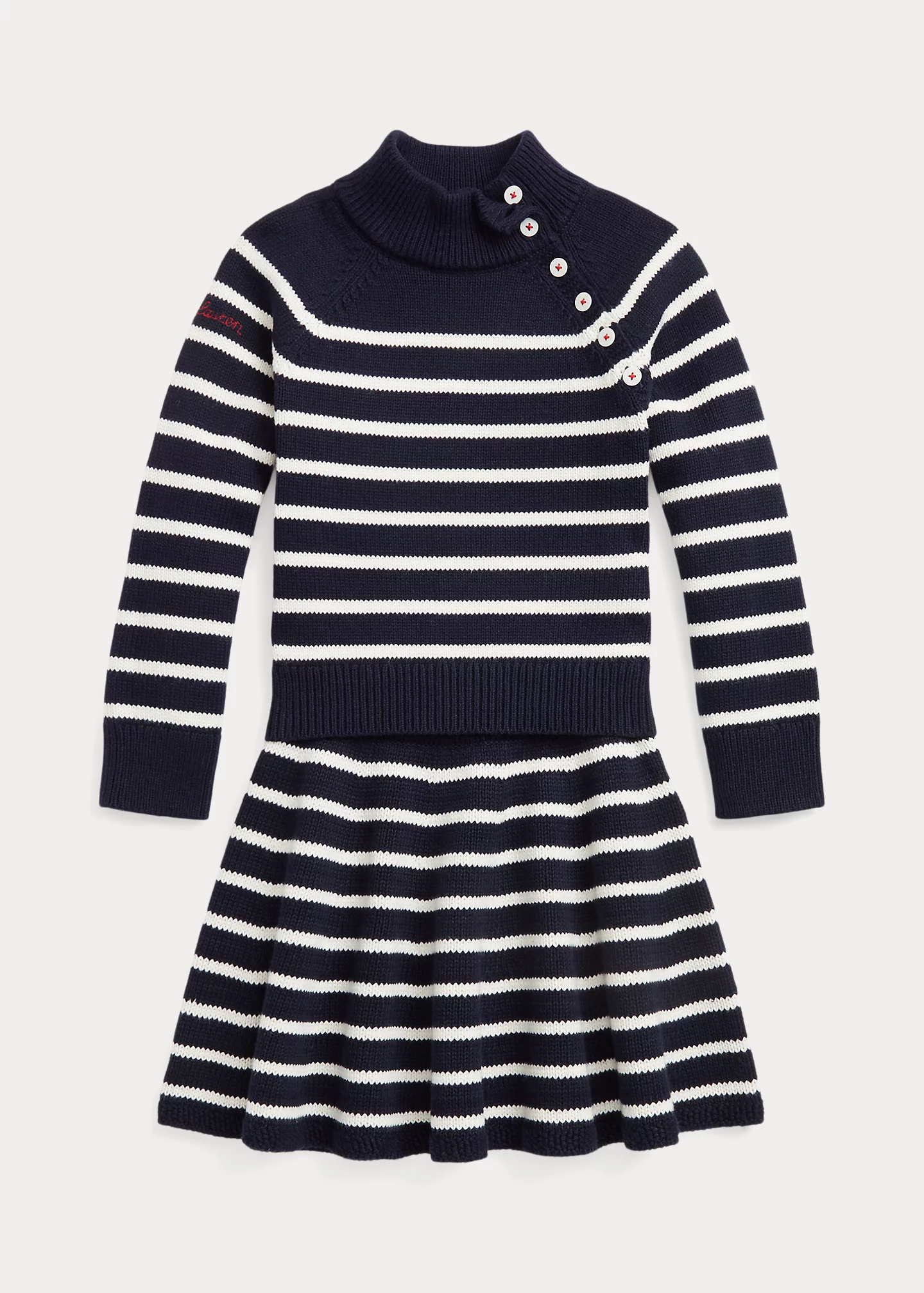 Striped Cotton Sweater & Skirt Set