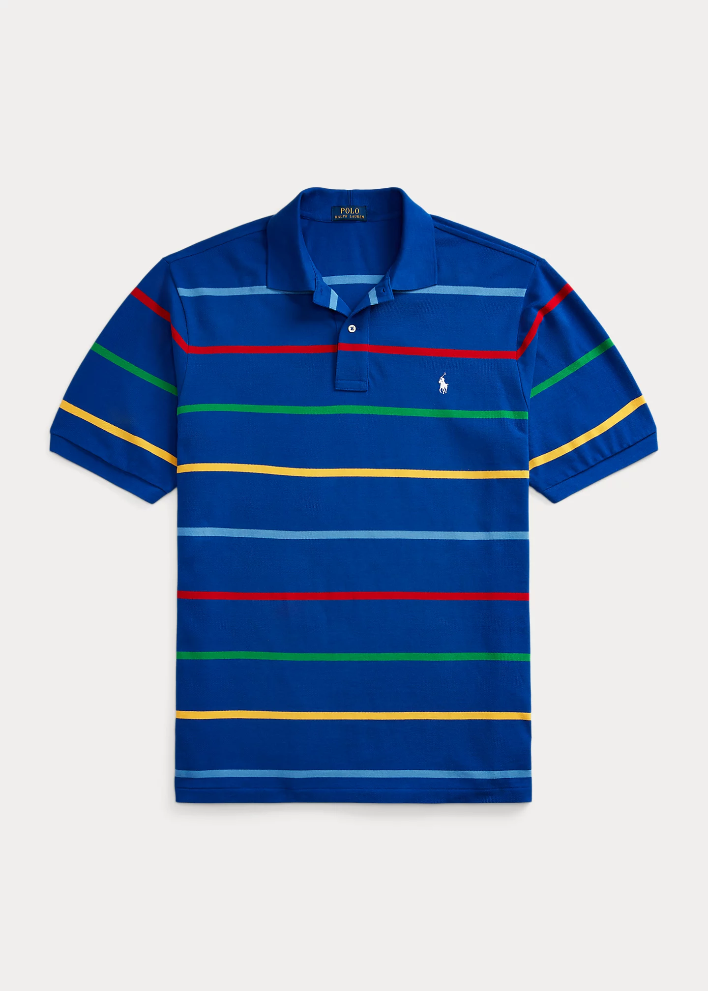 Striped Mesh Polo Shirt