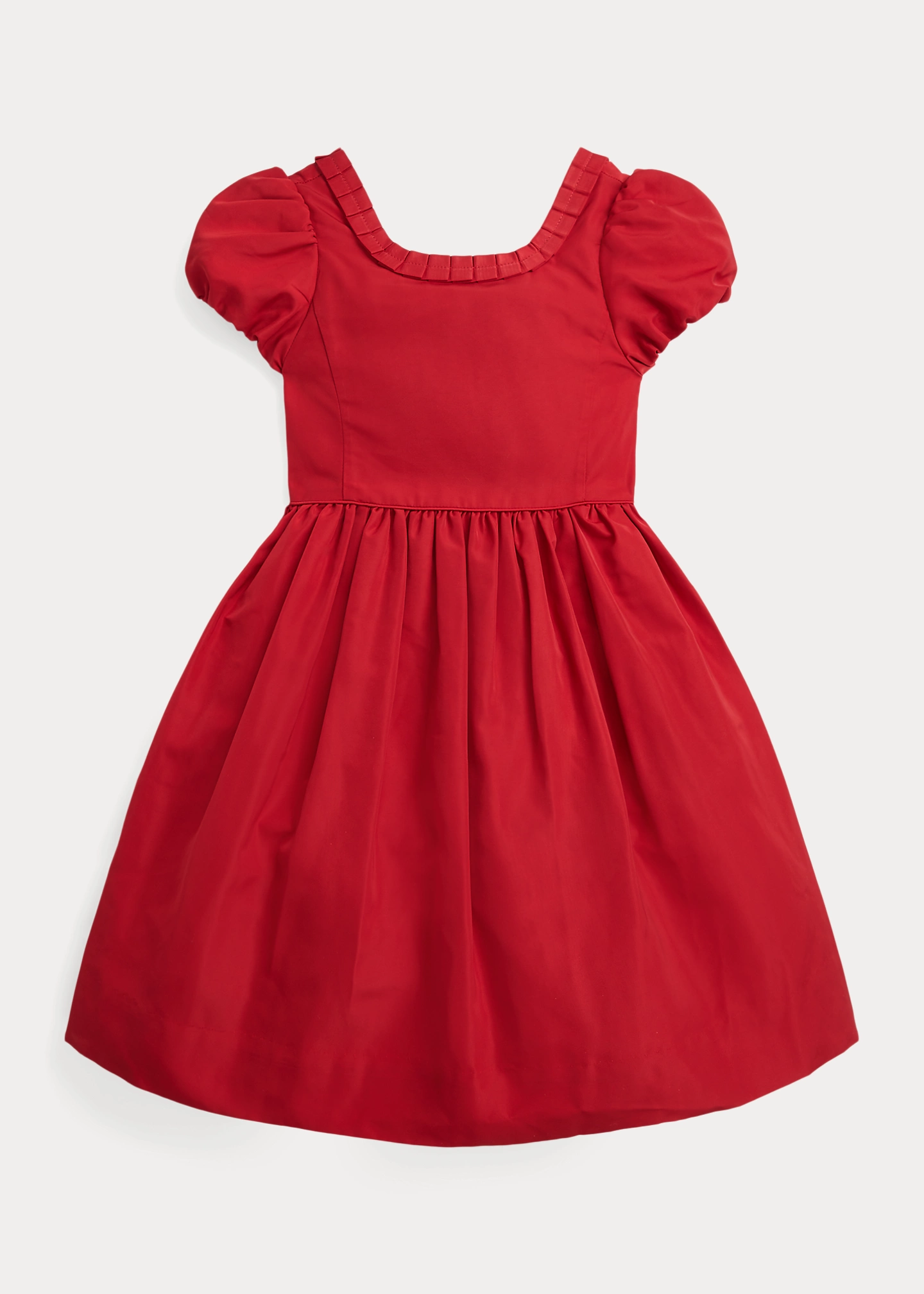 Pleated-Trim Faille Dress