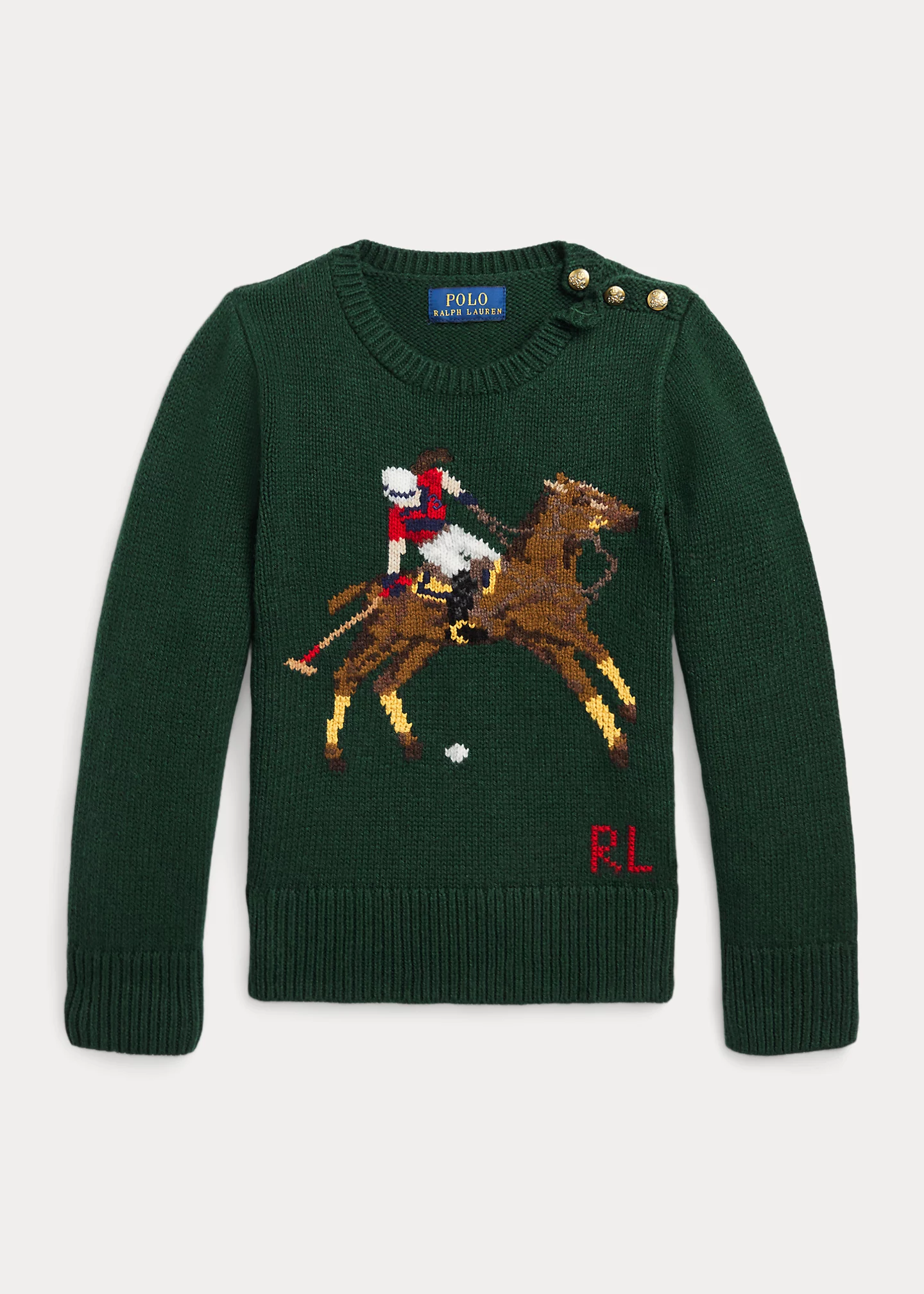 Intarsia-Knit Polo Cotton-Blend Sweater