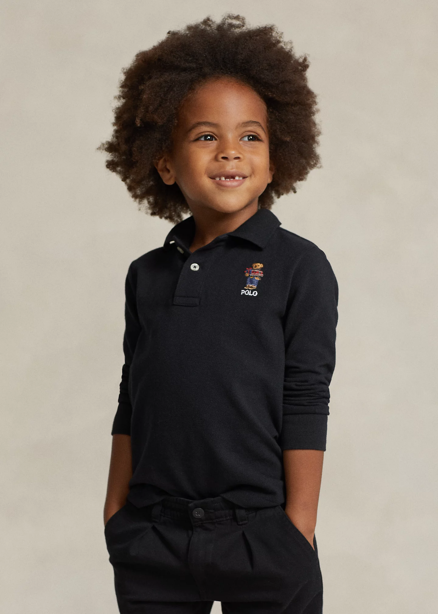 Polo Bear Cotton Long-Sleeve Polo Shirt