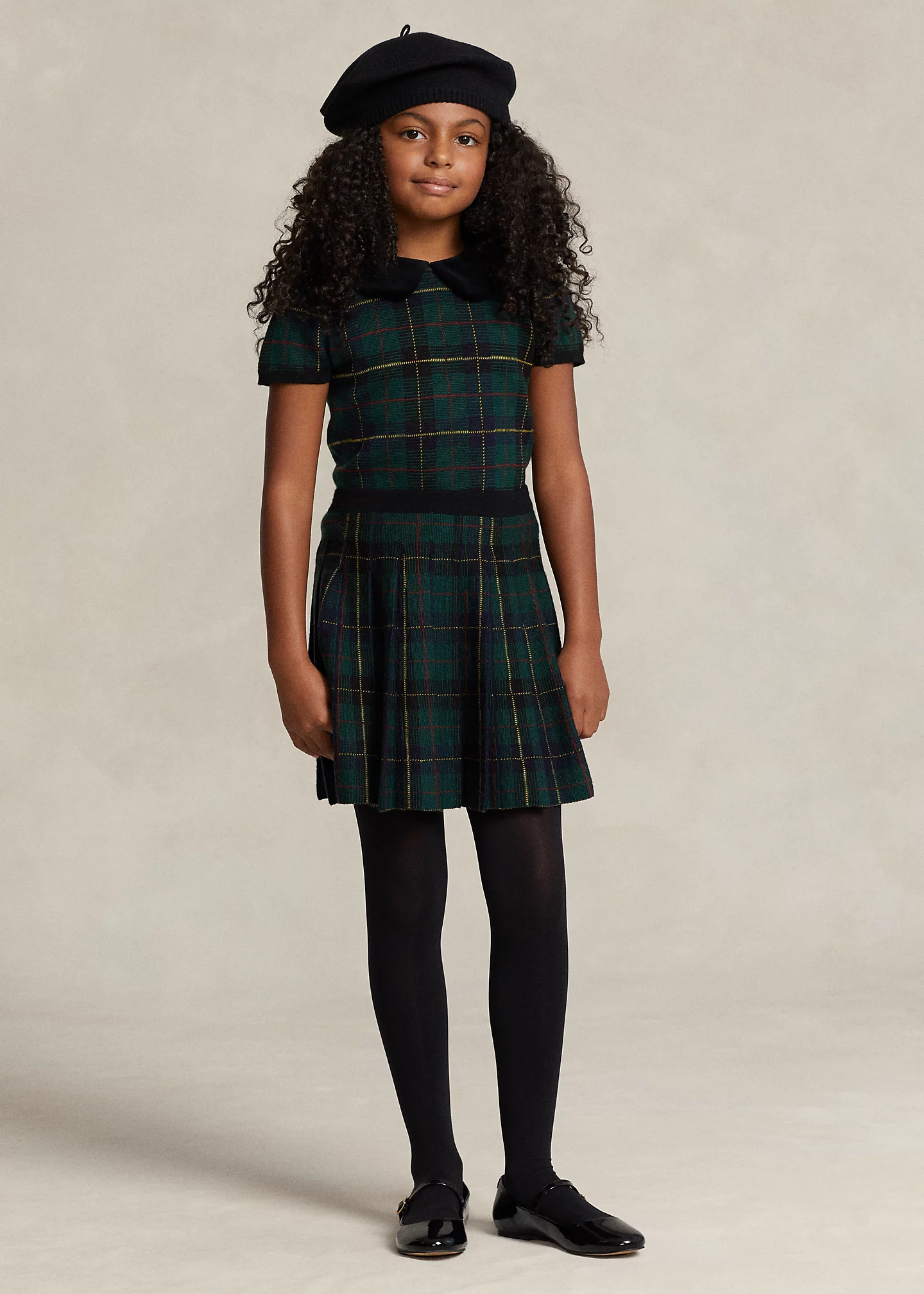 Plaid Wool Sweater & Skirt Set