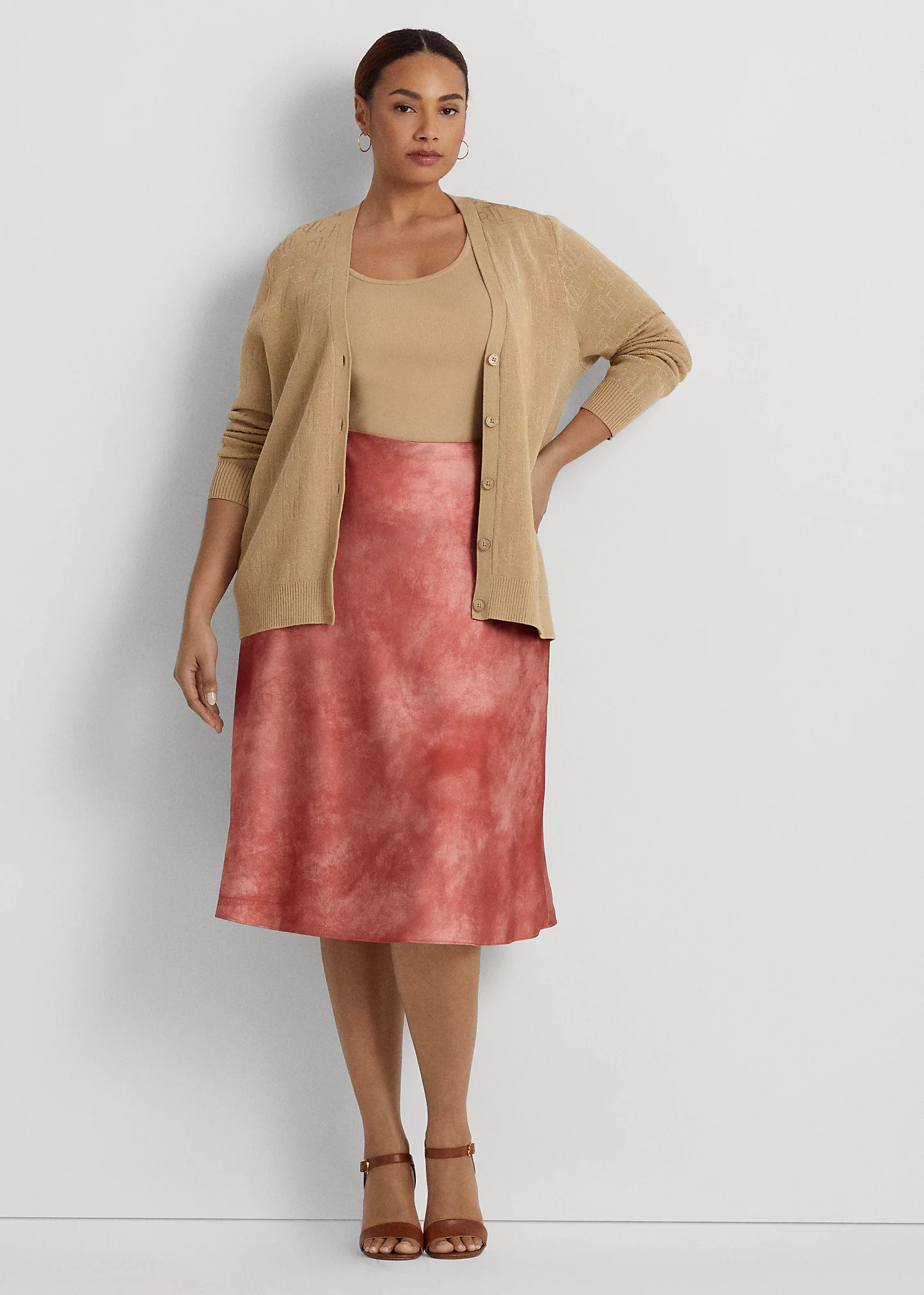 Tie-Dye-Print Satin Skirt