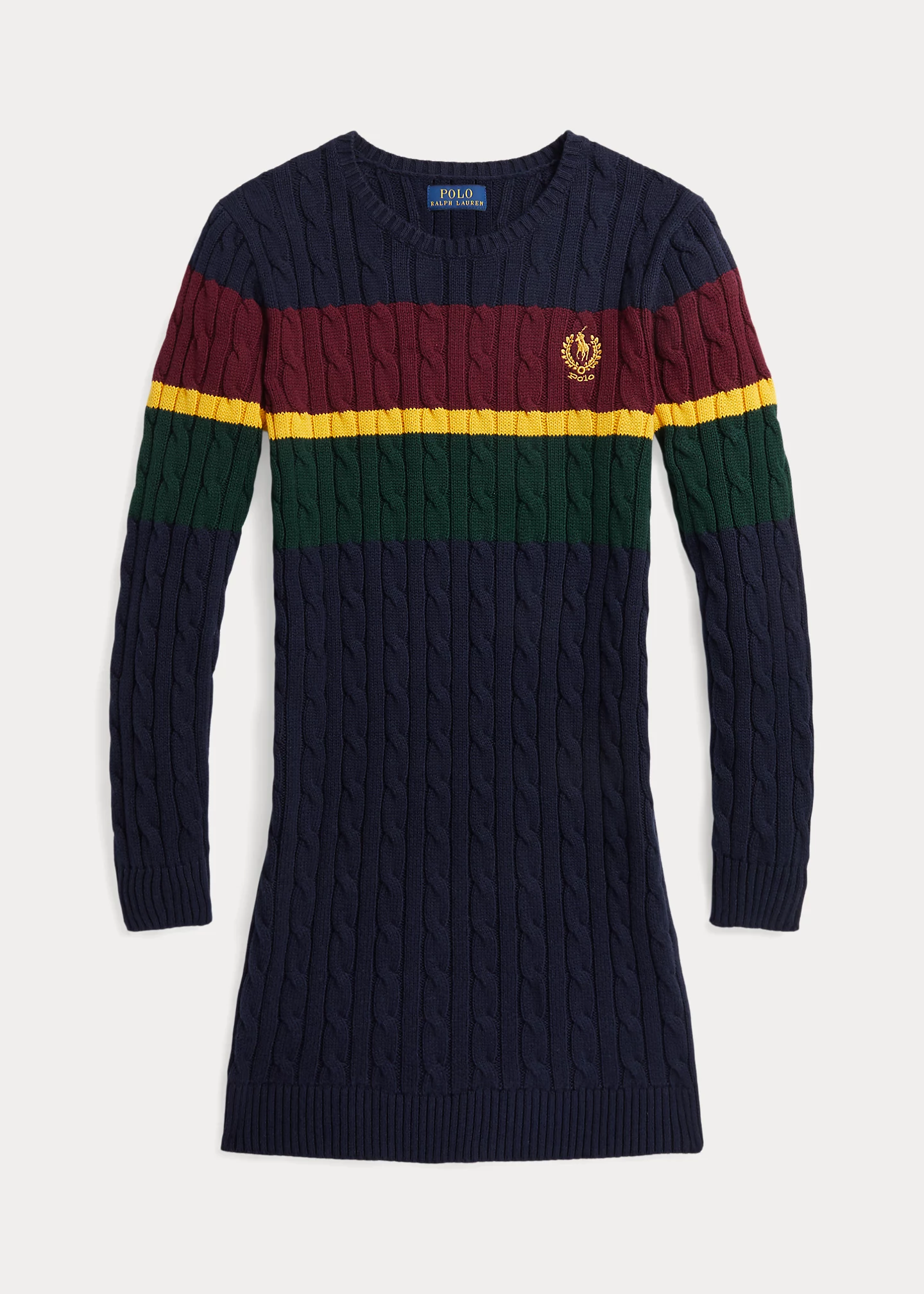 Striped Cable-Knit Cotton Sweater Dress