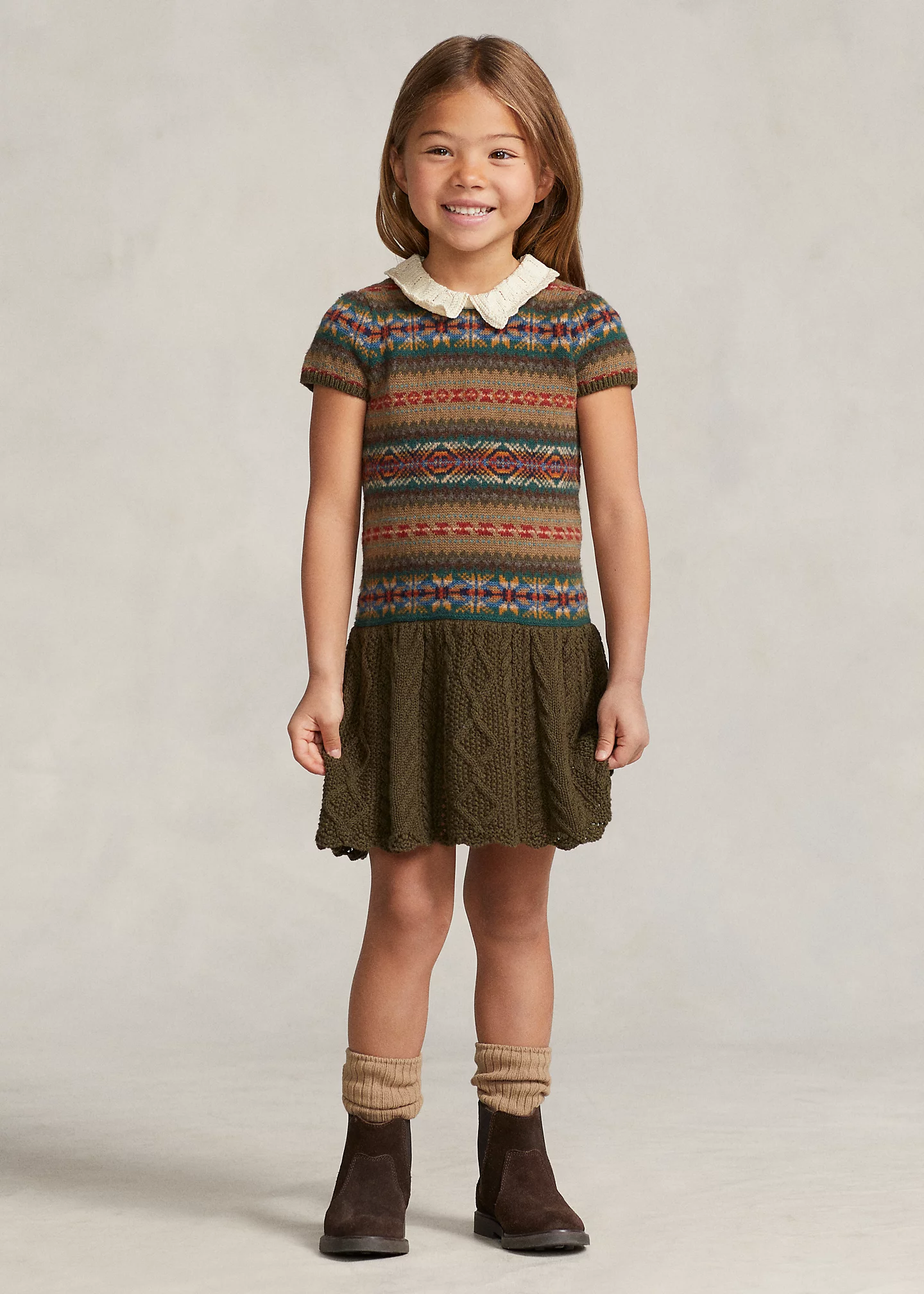 Fair Isle Cotton-Blend Sweater Dress
