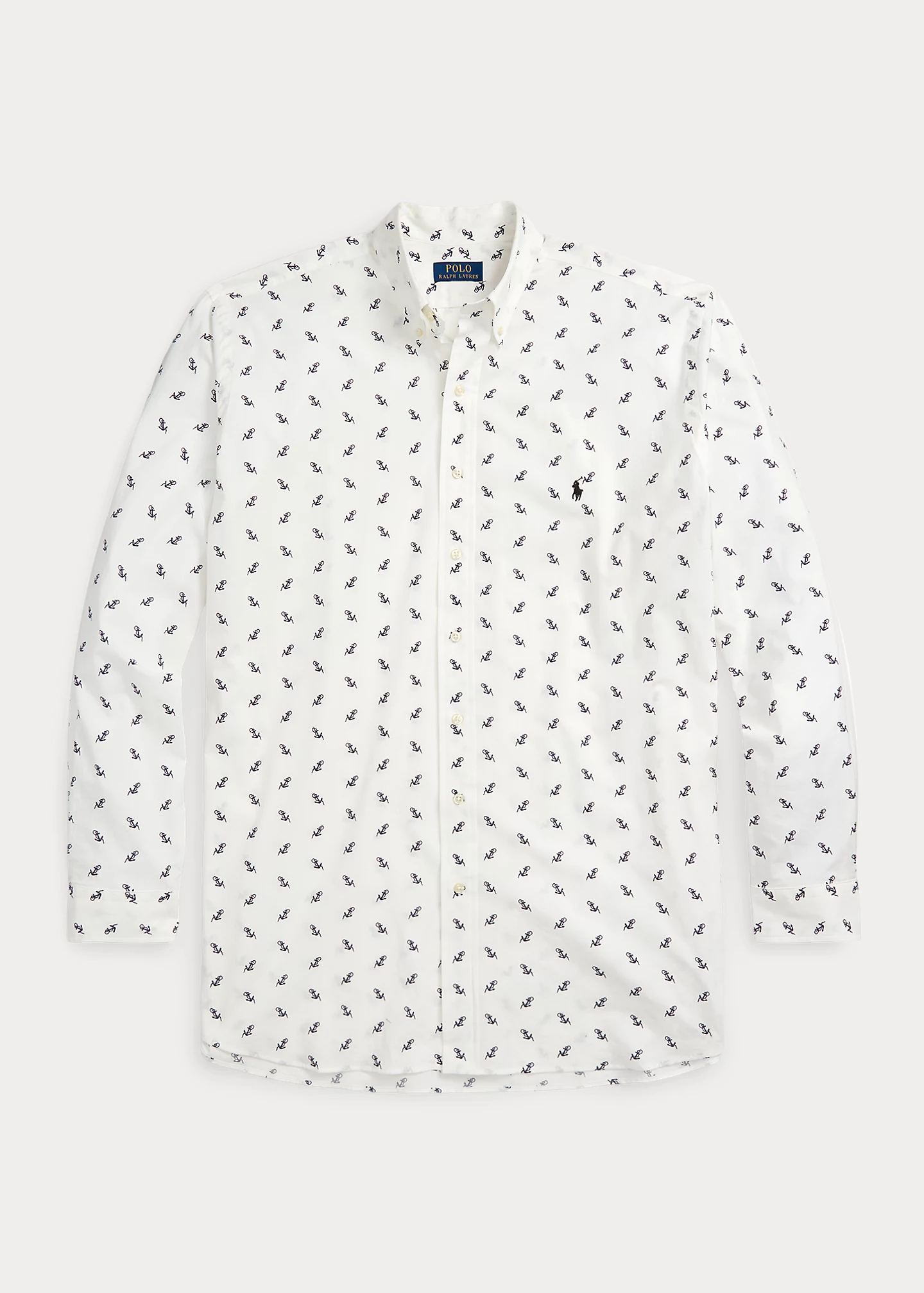 Anchor-Print Stretch Poplin Shirt